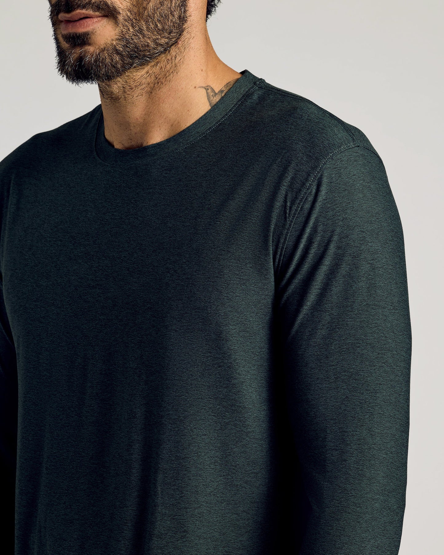 Dark Heather Forest Active Long Sleeve Crew T-Shirt