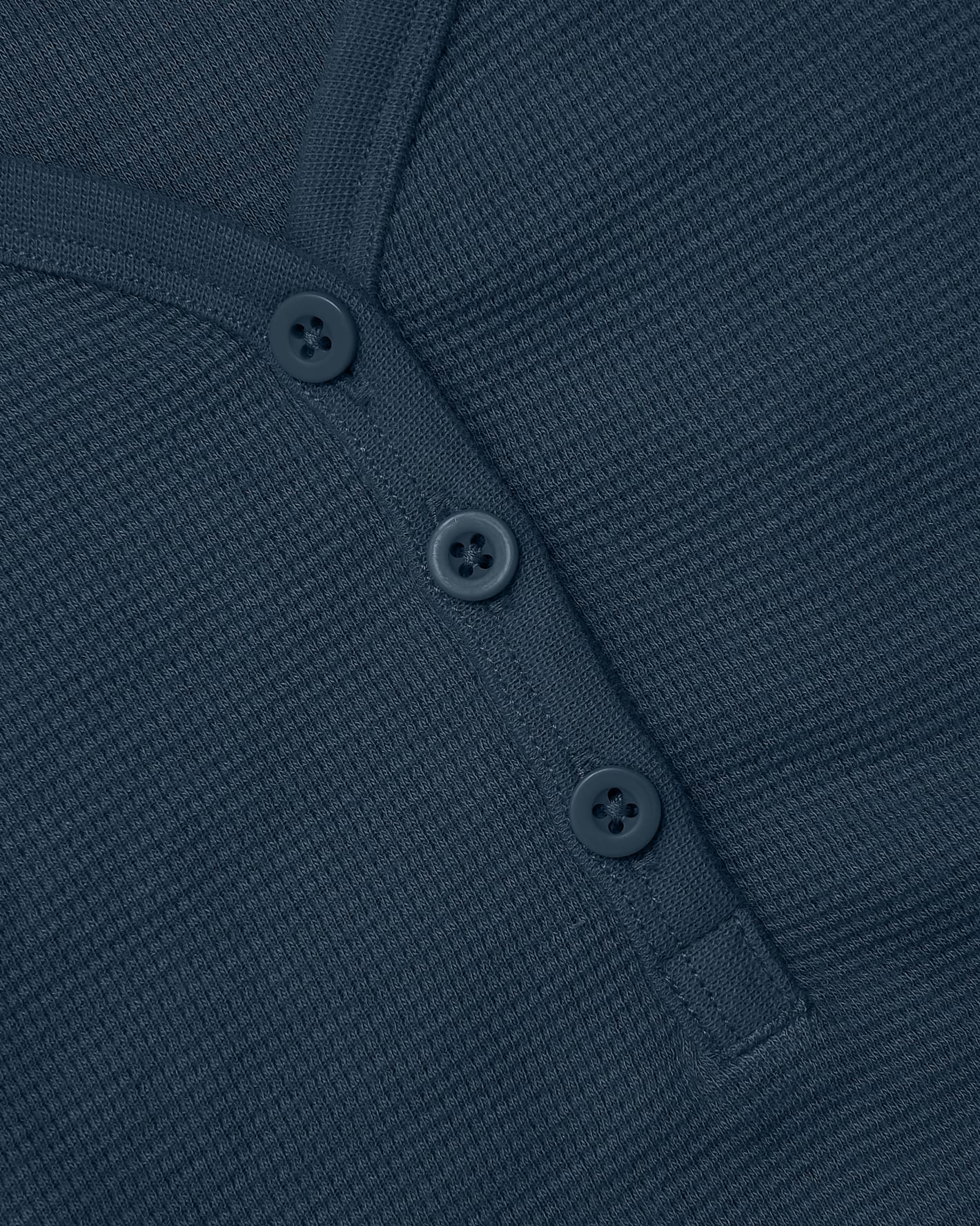 Womens Navy Waffle Long Sleeve Boxy Henley