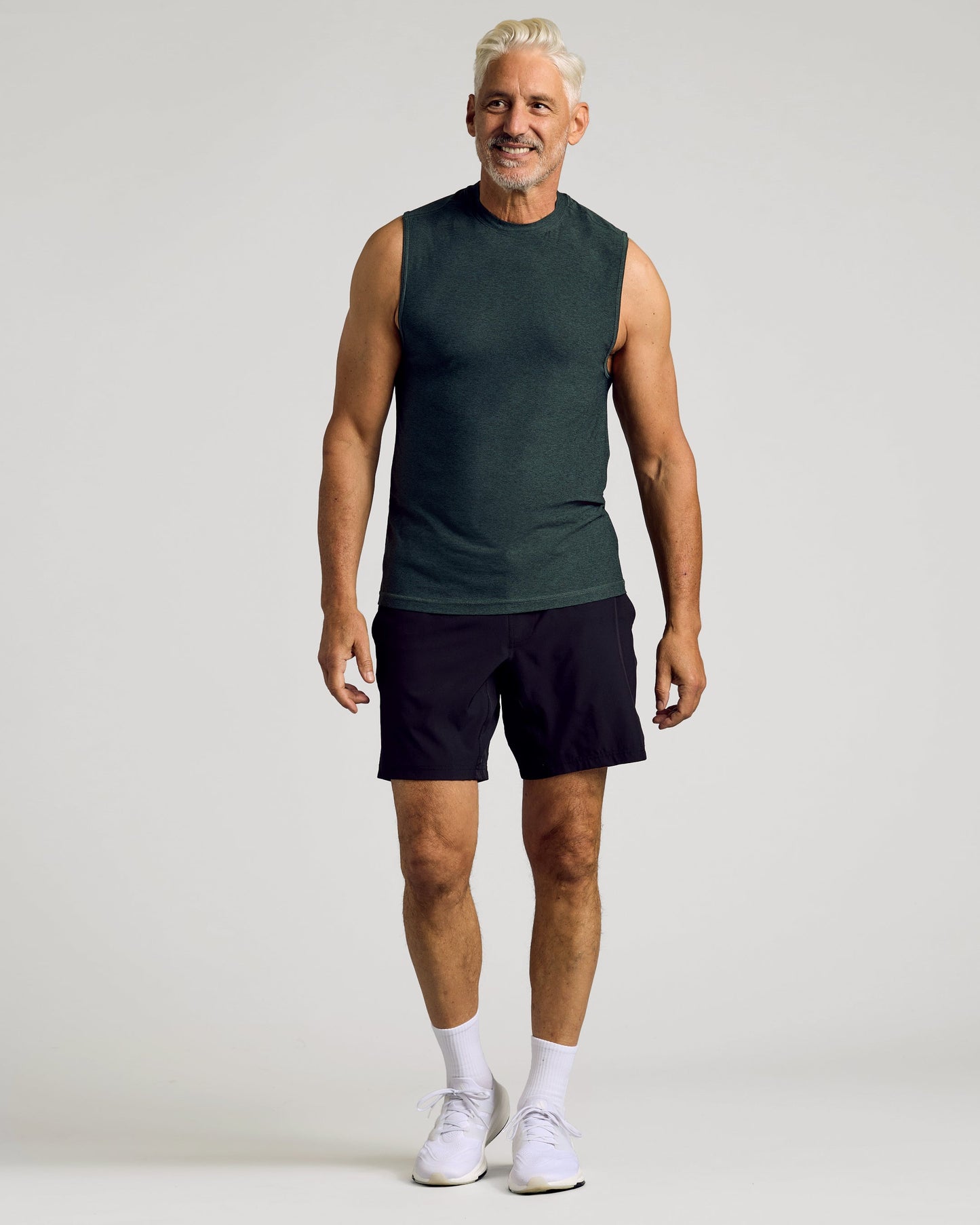 Dark Heather Forest Sleeveless Active Muscle Tee