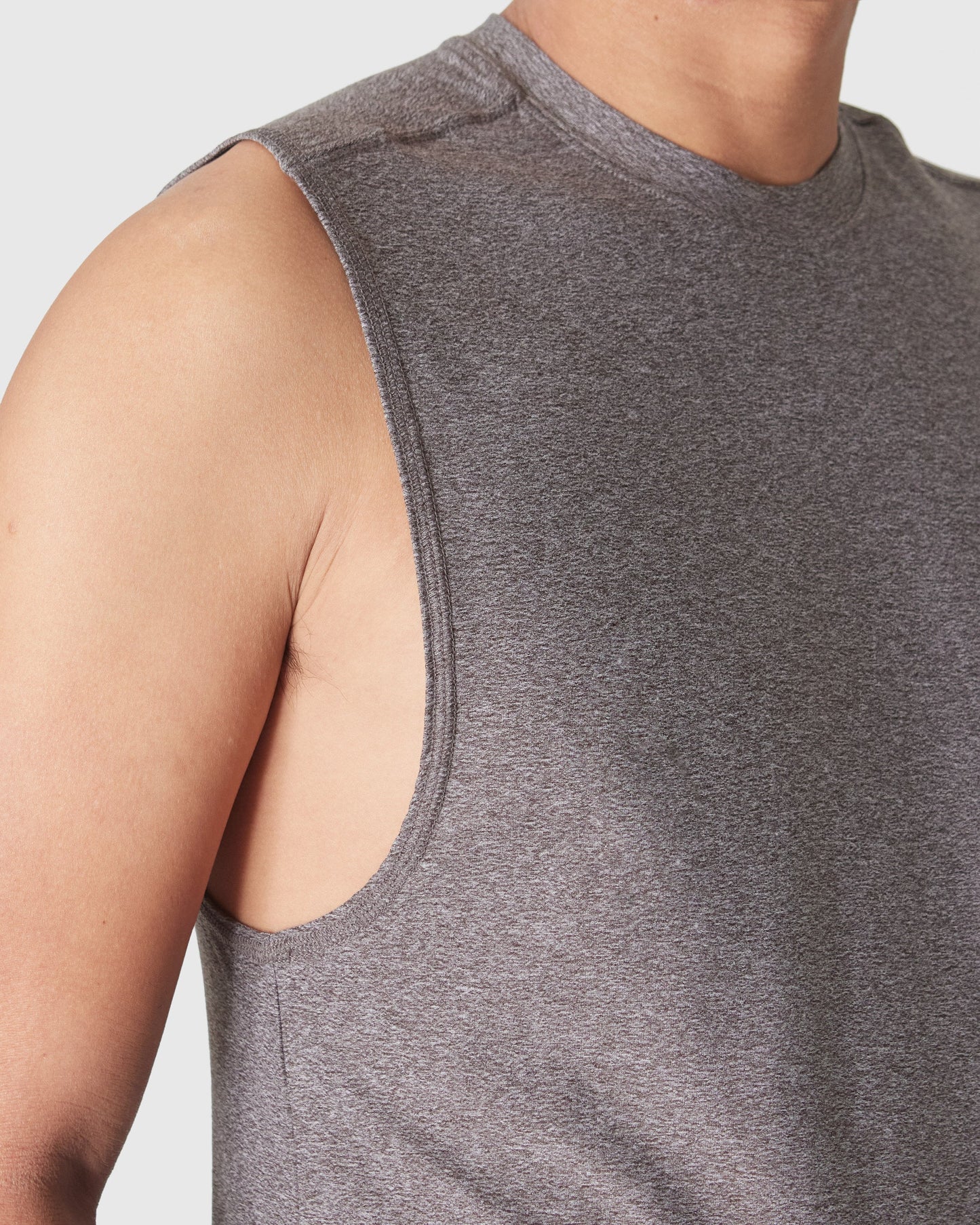 Heather Cocoa Sleeveless Active Muscle Tee