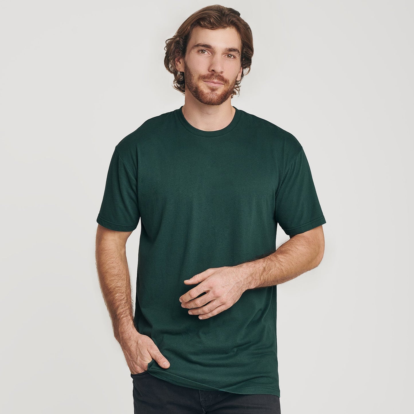 Forest Green Tall Round Hem Crew Neck T-Shirt