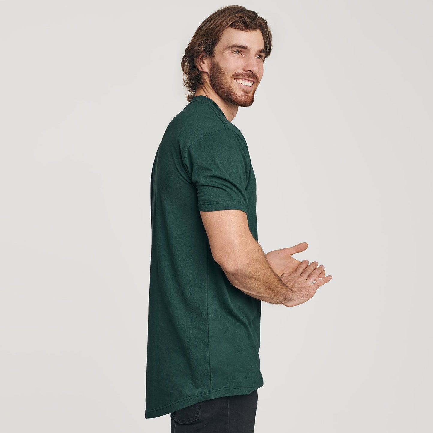 Forest Green Tall Round Hem Crew Neck T-Shirt