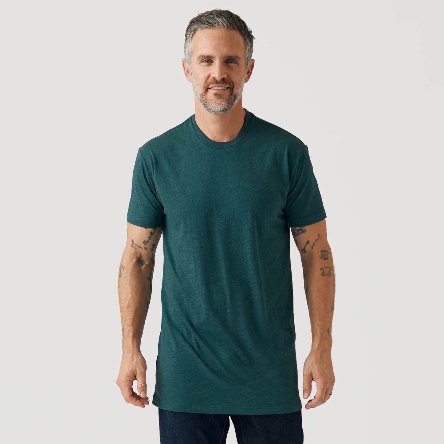 Heather Emerald Tall Round Hem Crew Neck T-Shirt