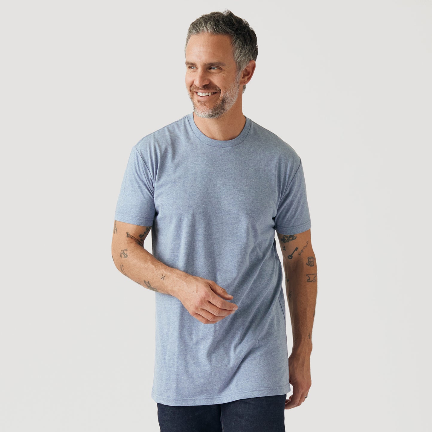 Heather Indigo Tall Round Hem Crew Neck T-Shirt