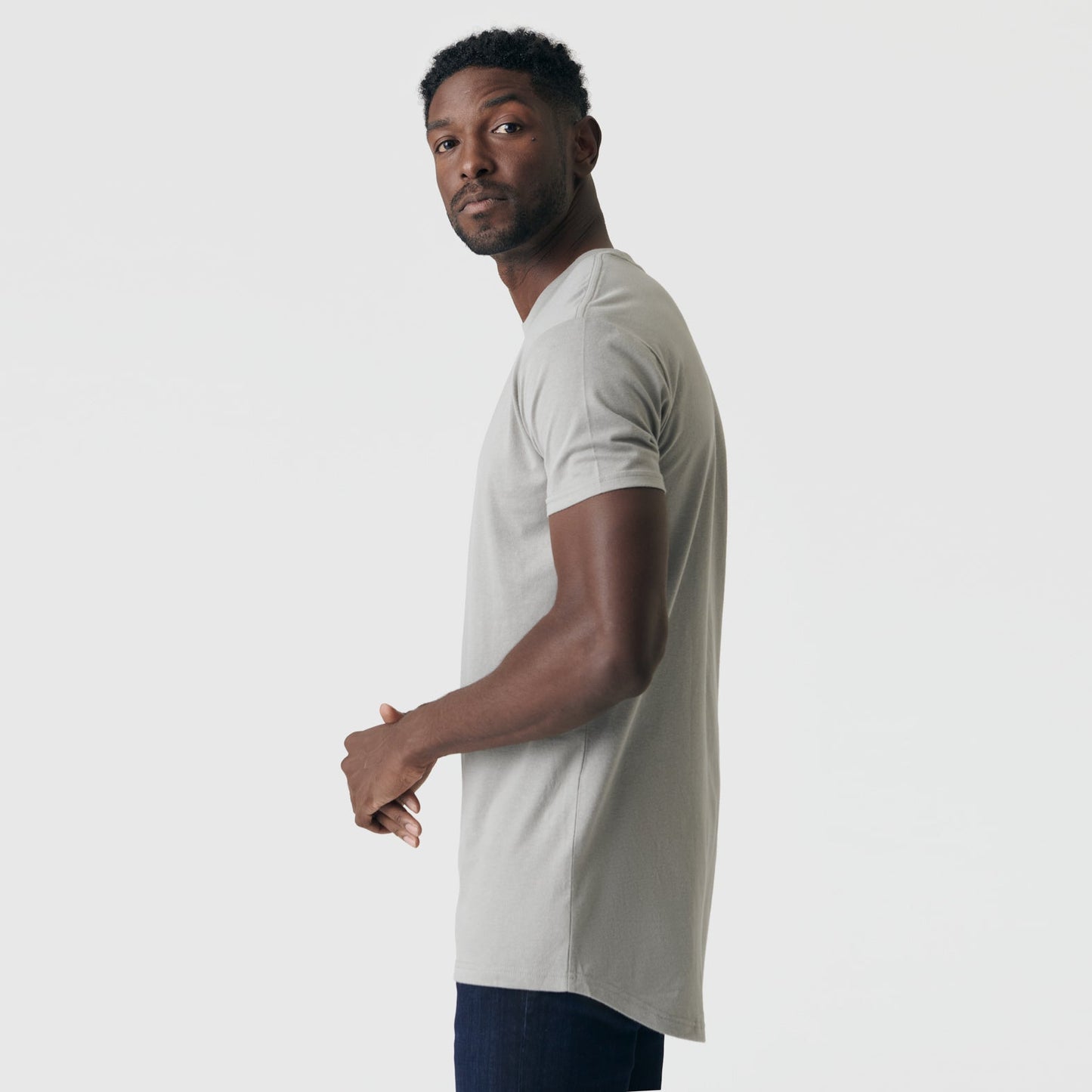 Iron Gray Tall Round Hem Crew Neck T-Shirt