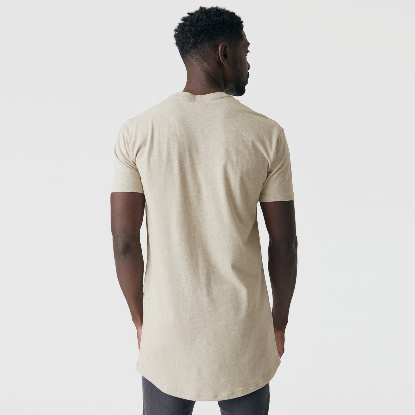 Heather Light Khaki Tall Round Hem Crew Neck T-Shirt