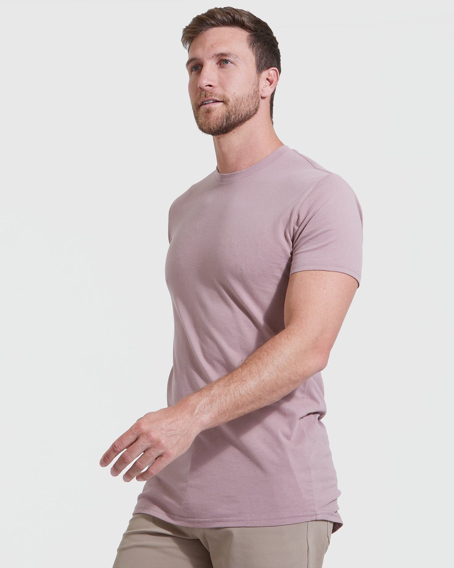 Mineral Mauve Tall Round Hem Crew Neck T-Shirt