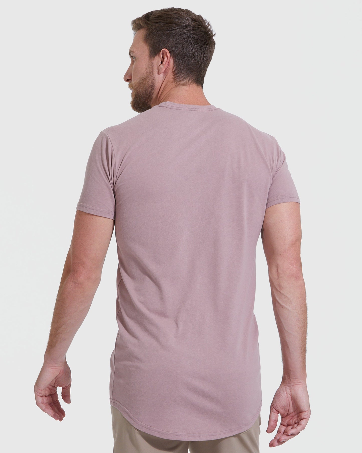 Mineral Mauve Tall Round Hem Crew Neck T-Shirt