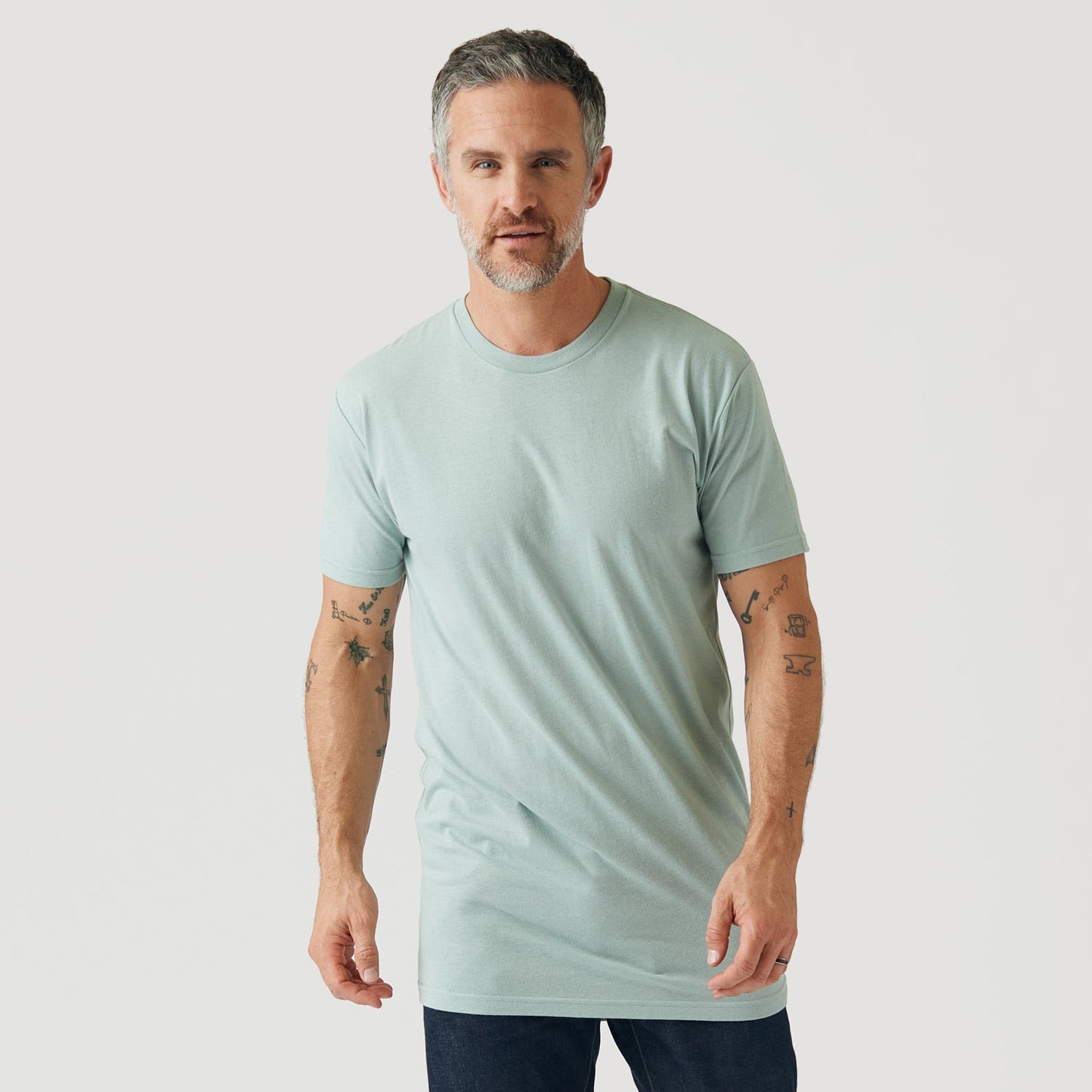 Sage Tall Round Hem Crew Neck T-Shirt