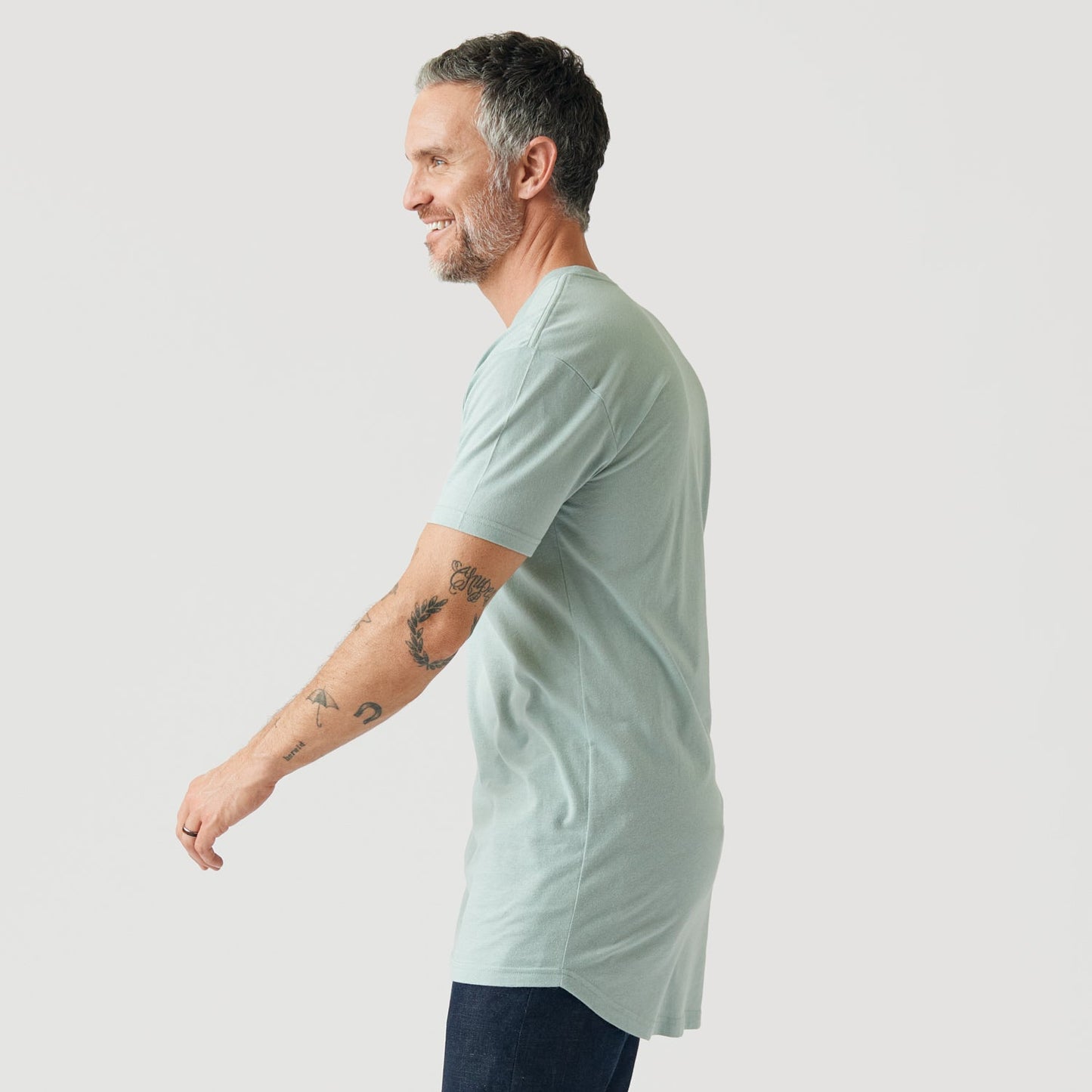Sage Tall Round Hem Crew Neck T-Shirt