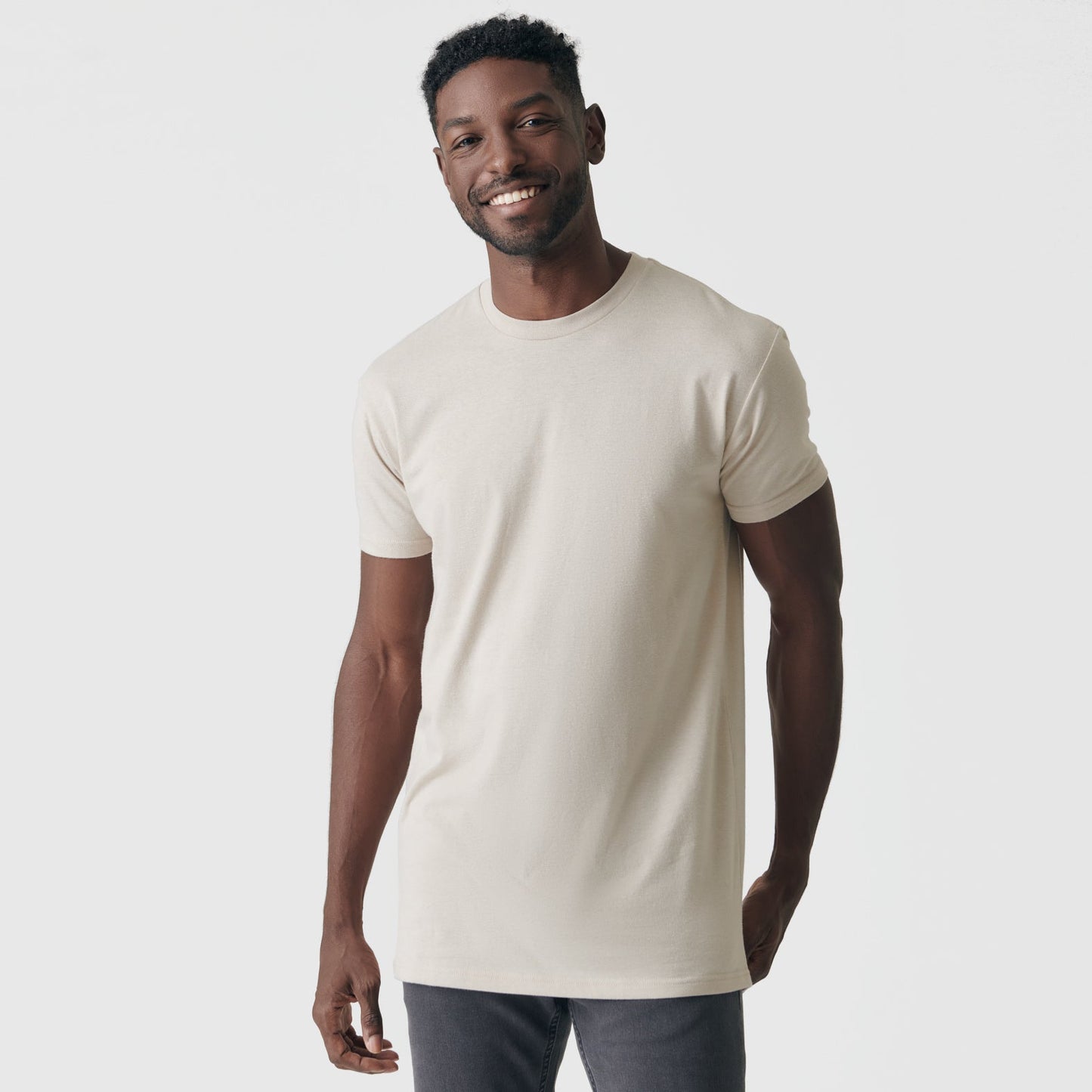 Sandstone Tall Round Hem Crew Neck T-Shirt