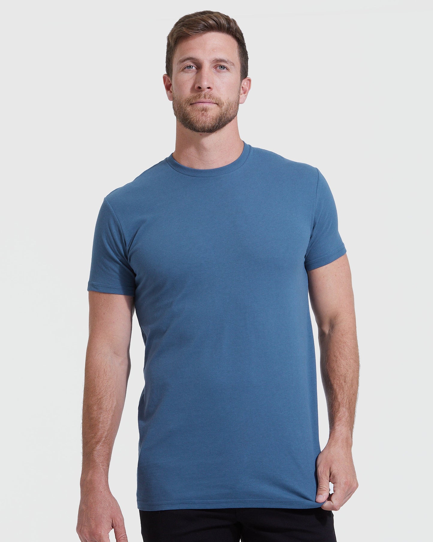 Stone Blue Tall Round Hem Crew Neck T-Shirt