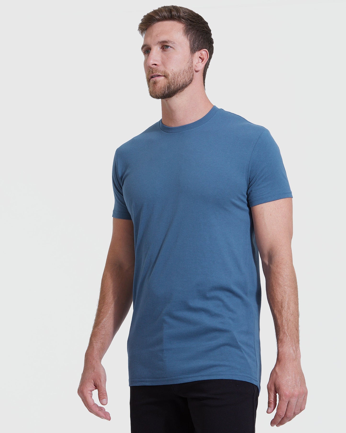 Stone Blue Tall Round Hem Crew Neck T-Shirt