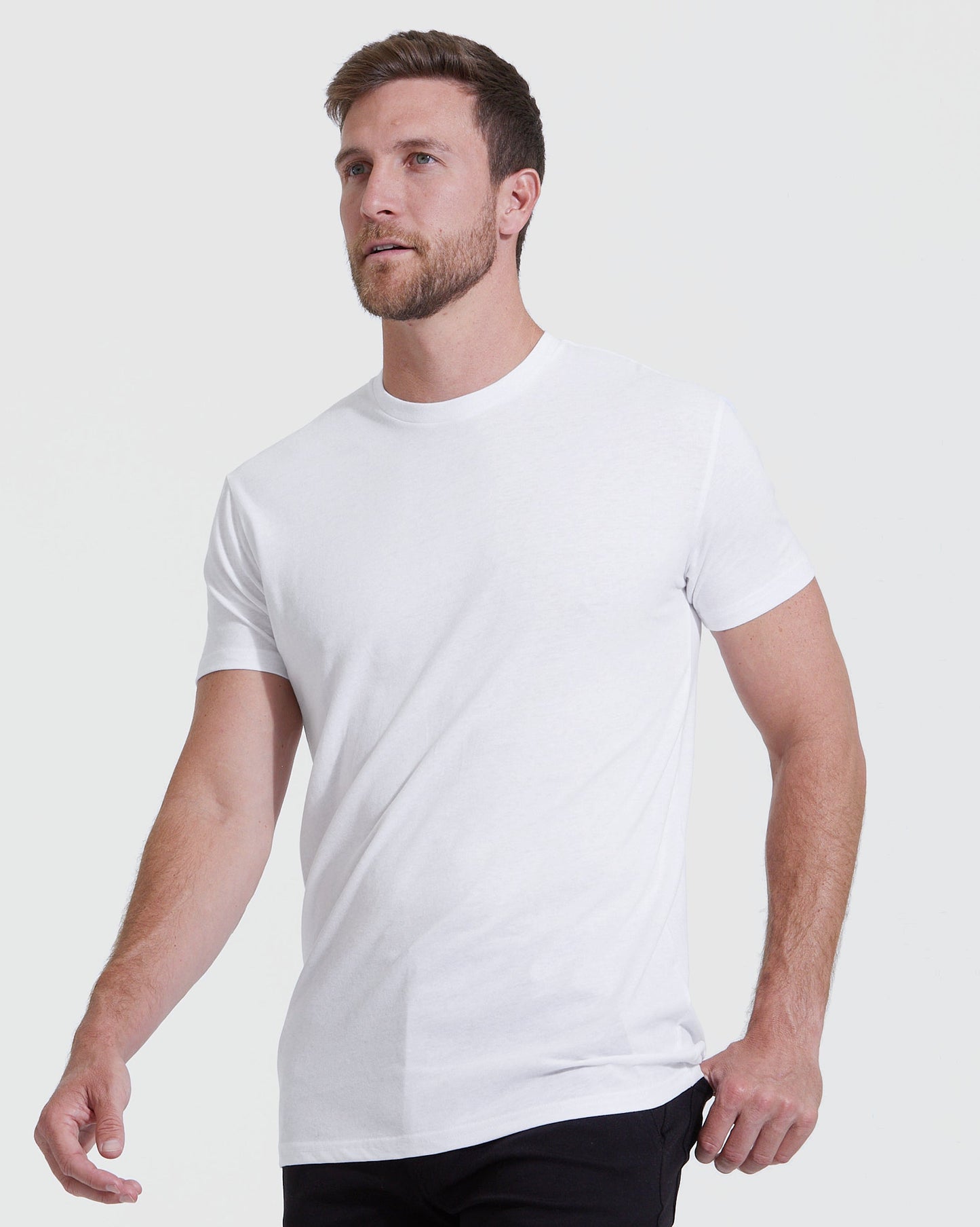 White Tall Round Hem Crew Neck T-Shirt
