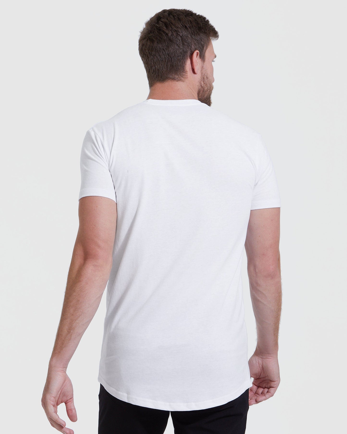 White Tall Round Hem Crew Neck T-Shirt