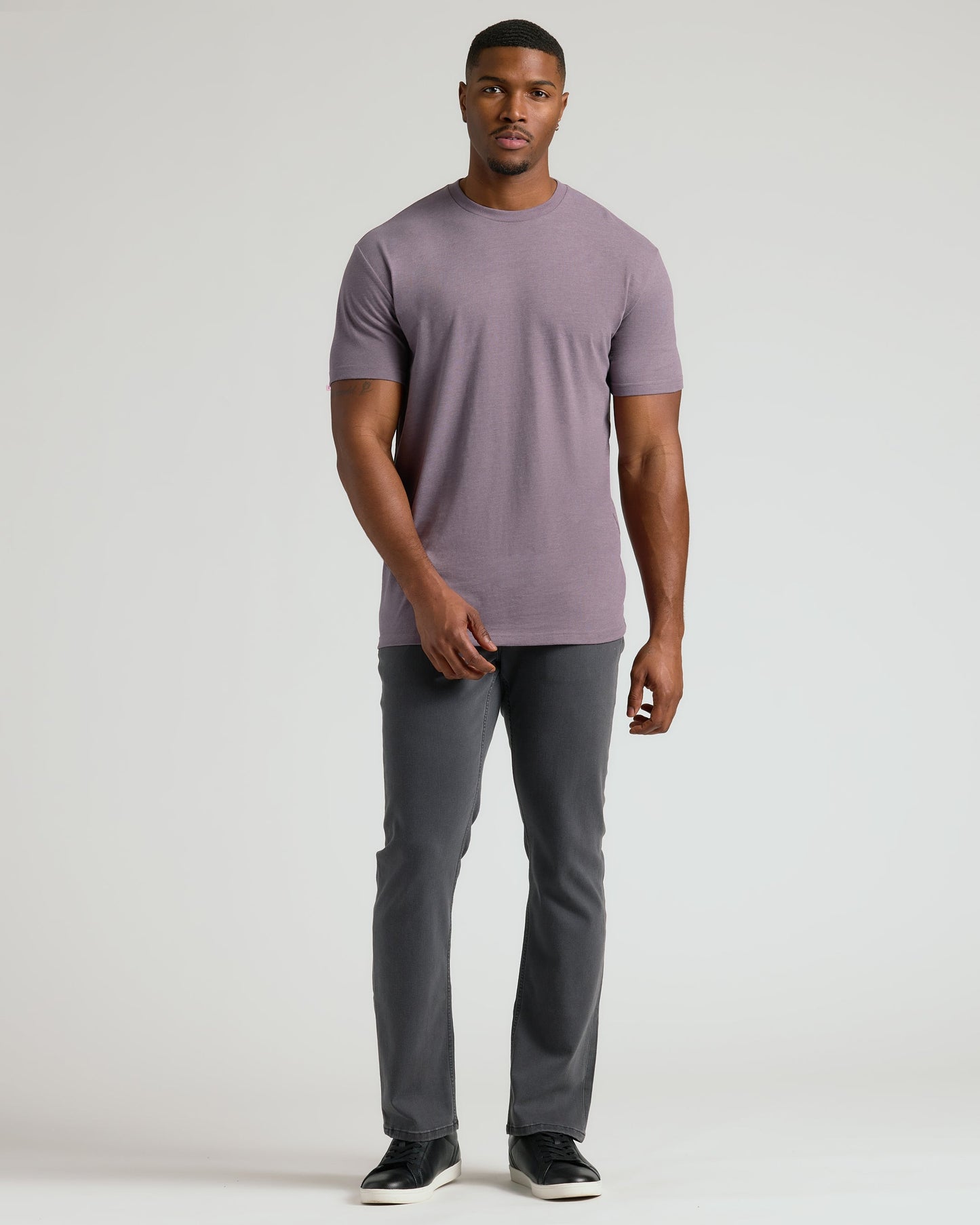 Dark Heather Amethyst Tall Straight Hem Crew Neck T-Shirt
