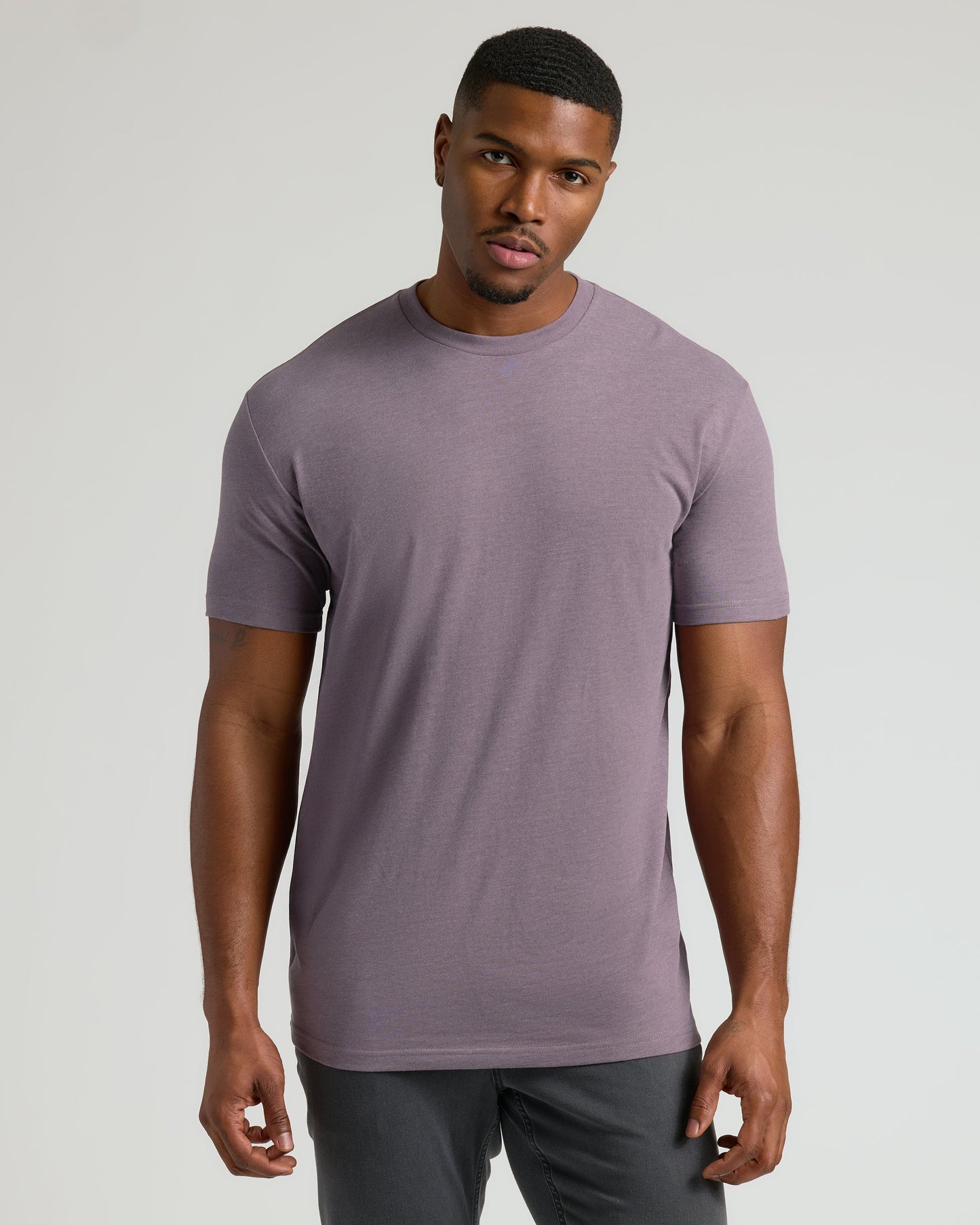 Dark Heather Amethyst Tall Straight Hem Crew Neck T-Shirt