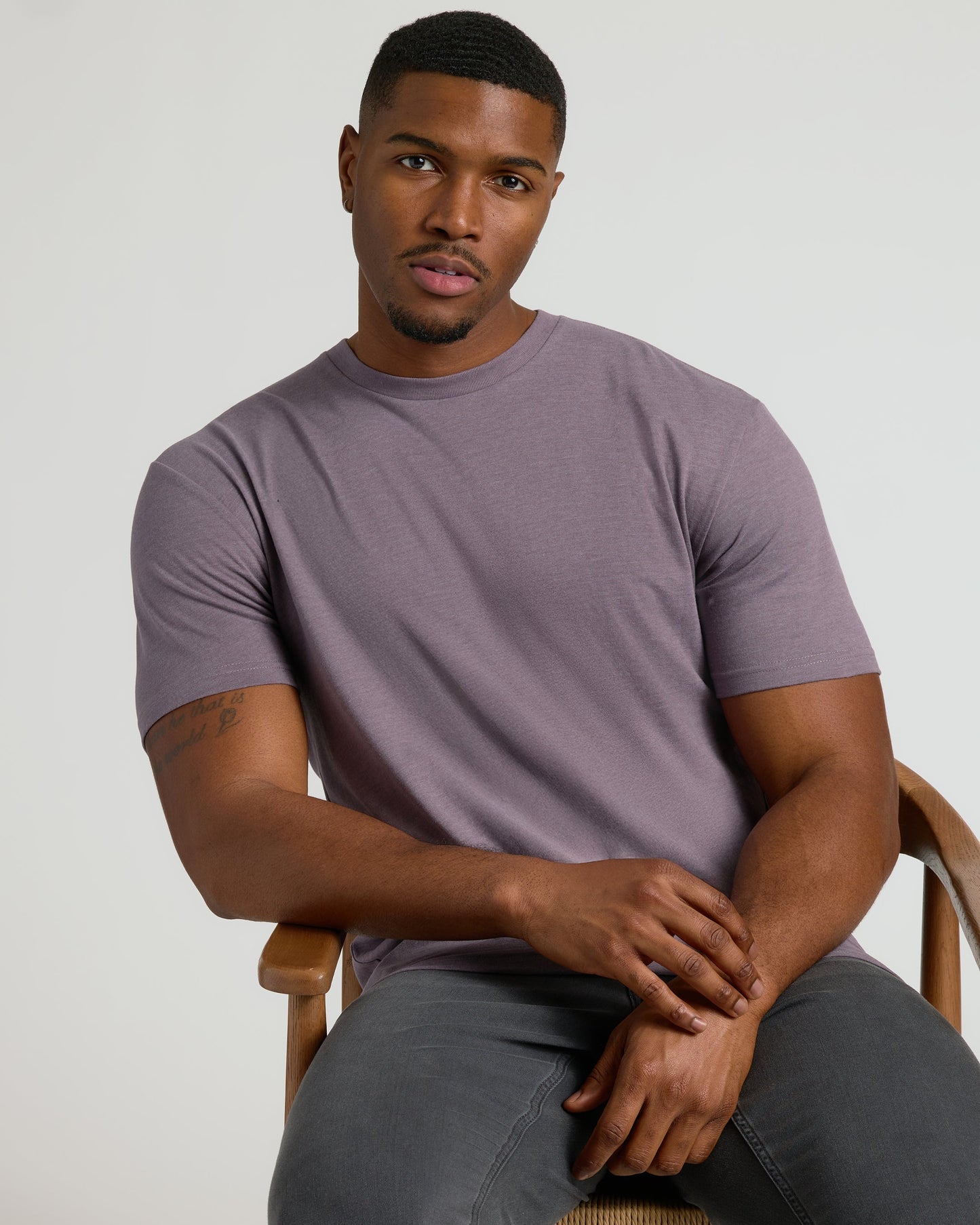 Dark Heather Amethyst Tall Straight Hem Crew Neck T-Shirt