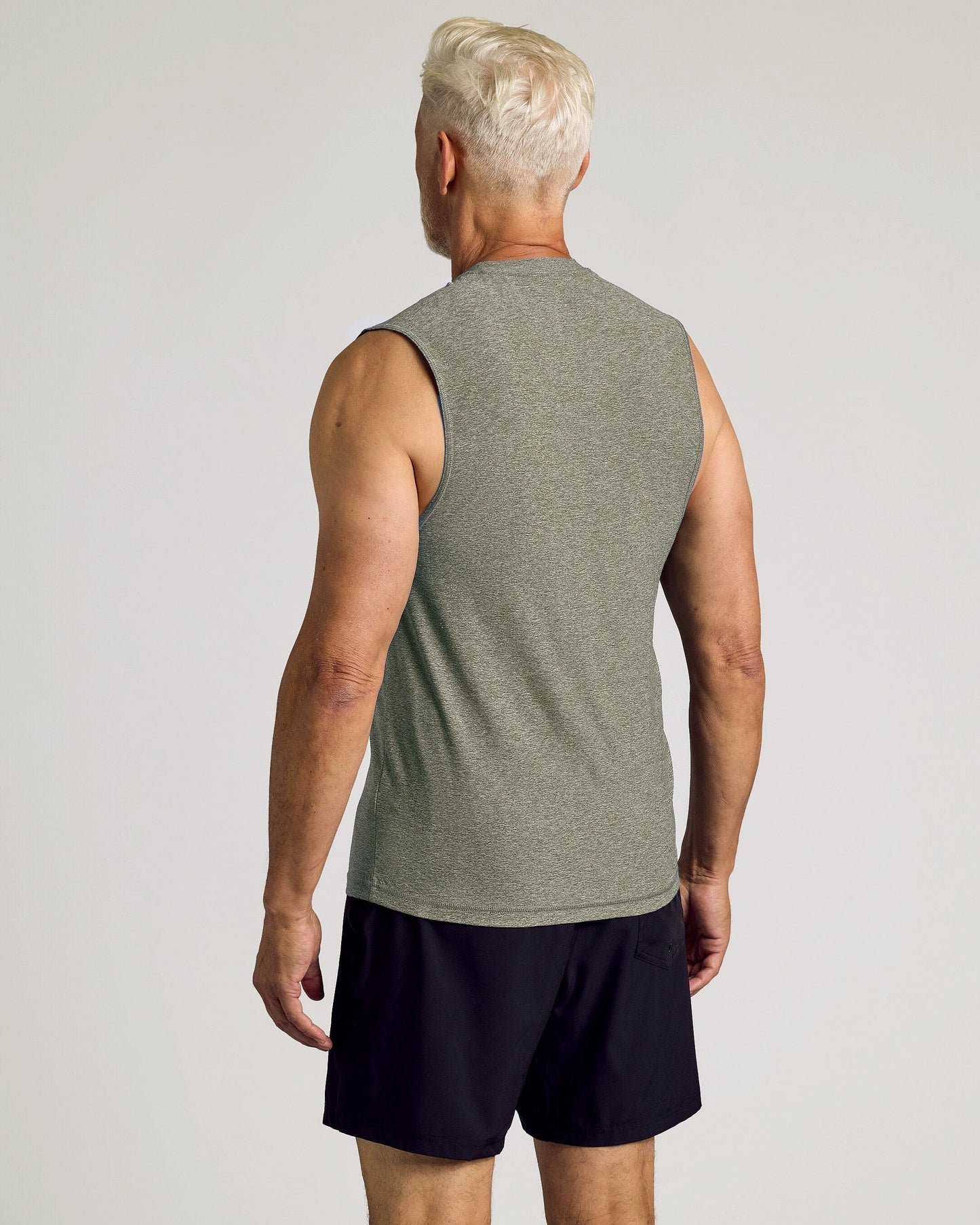 Heather Military Green Sleeveless Active Muscle Tee