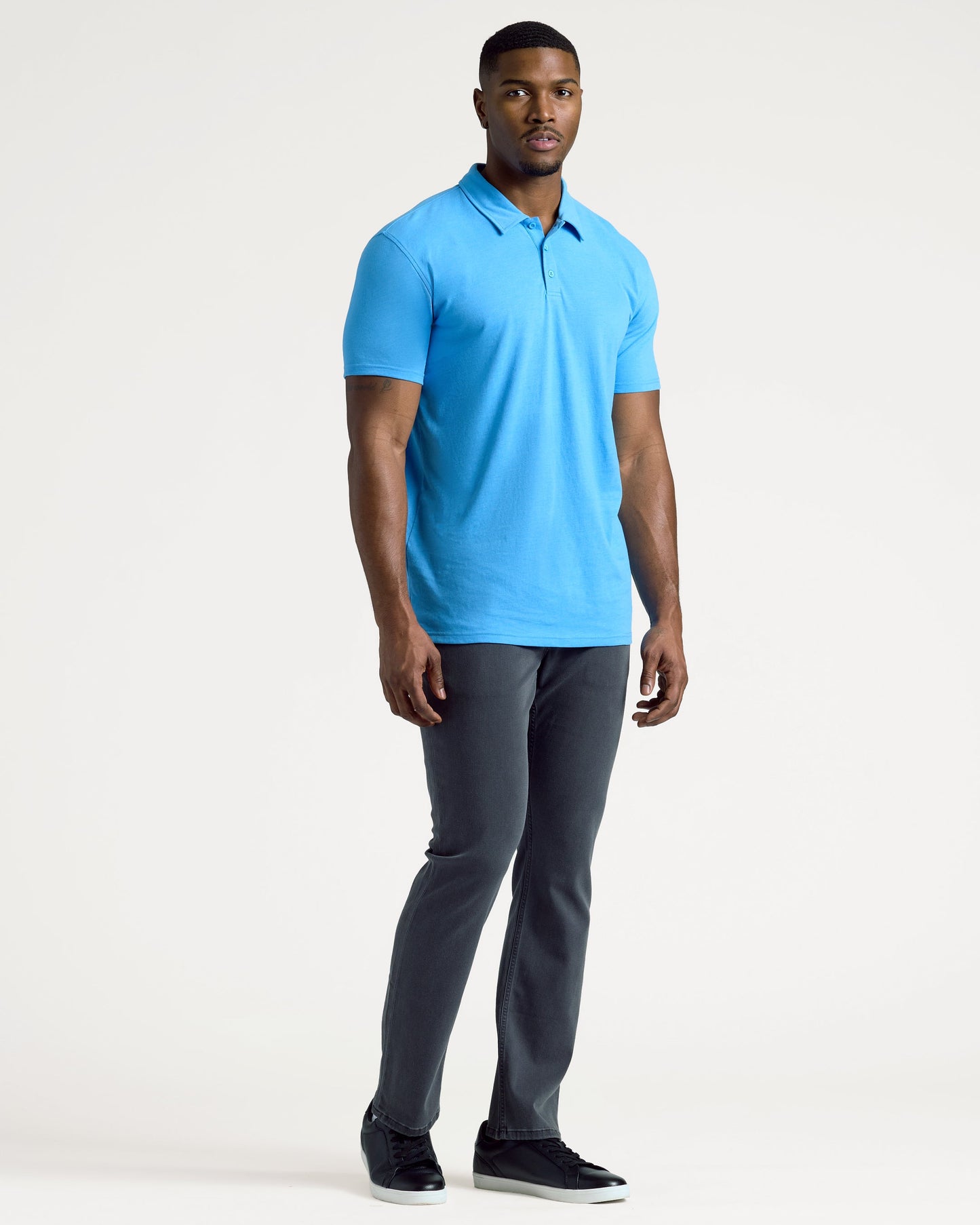 Dark Heather Bahama Blue Short Sleeve Tall Polo