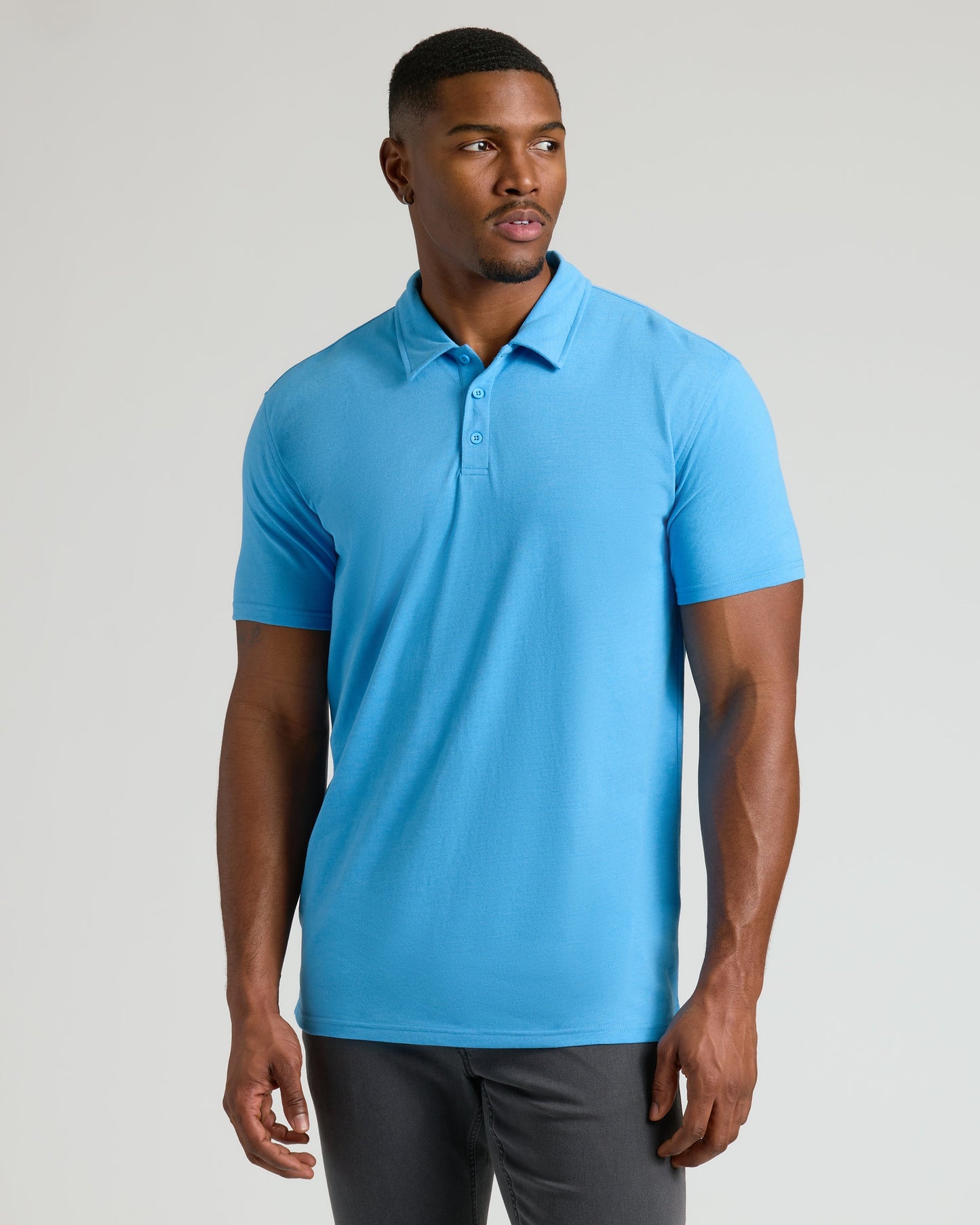 Dark Heather Bahama Blue Short Sleeve Tall Polo