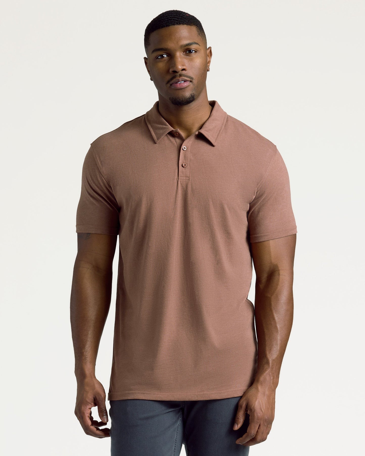 Dark Heather Sepia Short Sleeve Tall Polo