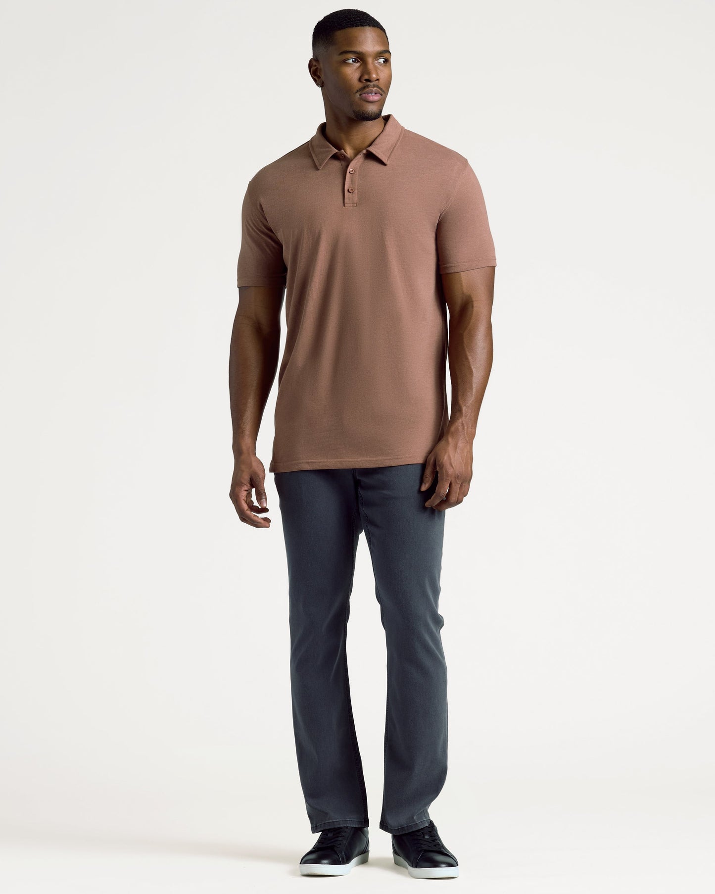 Dark Heather Sepia Short Sleeve Tall Polo