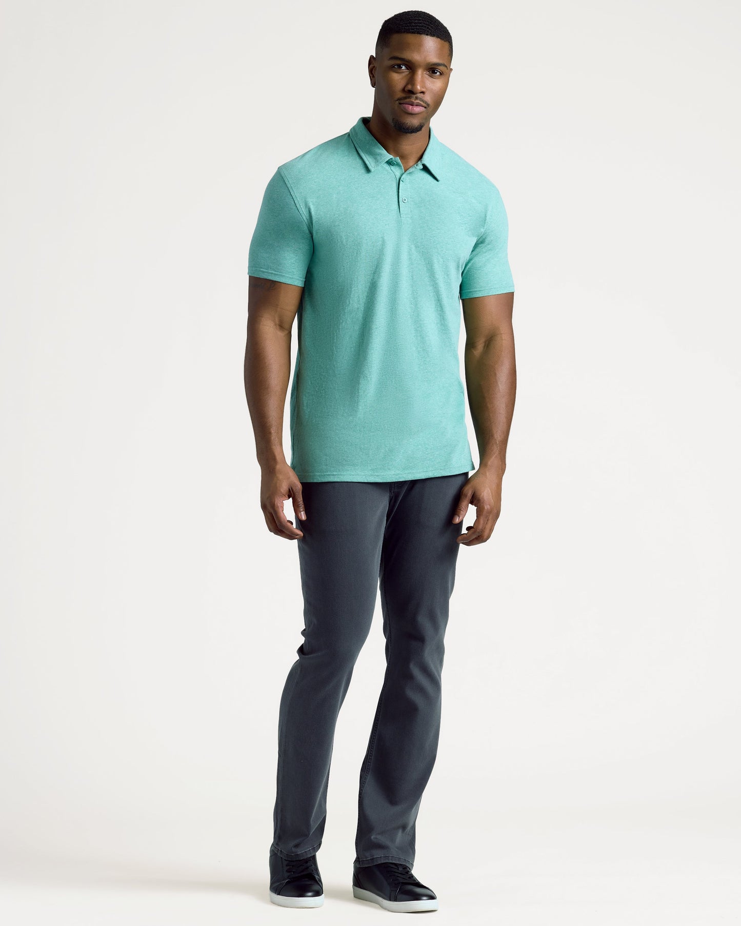 Light Heather Greenery Short Sleeve Tall Polo