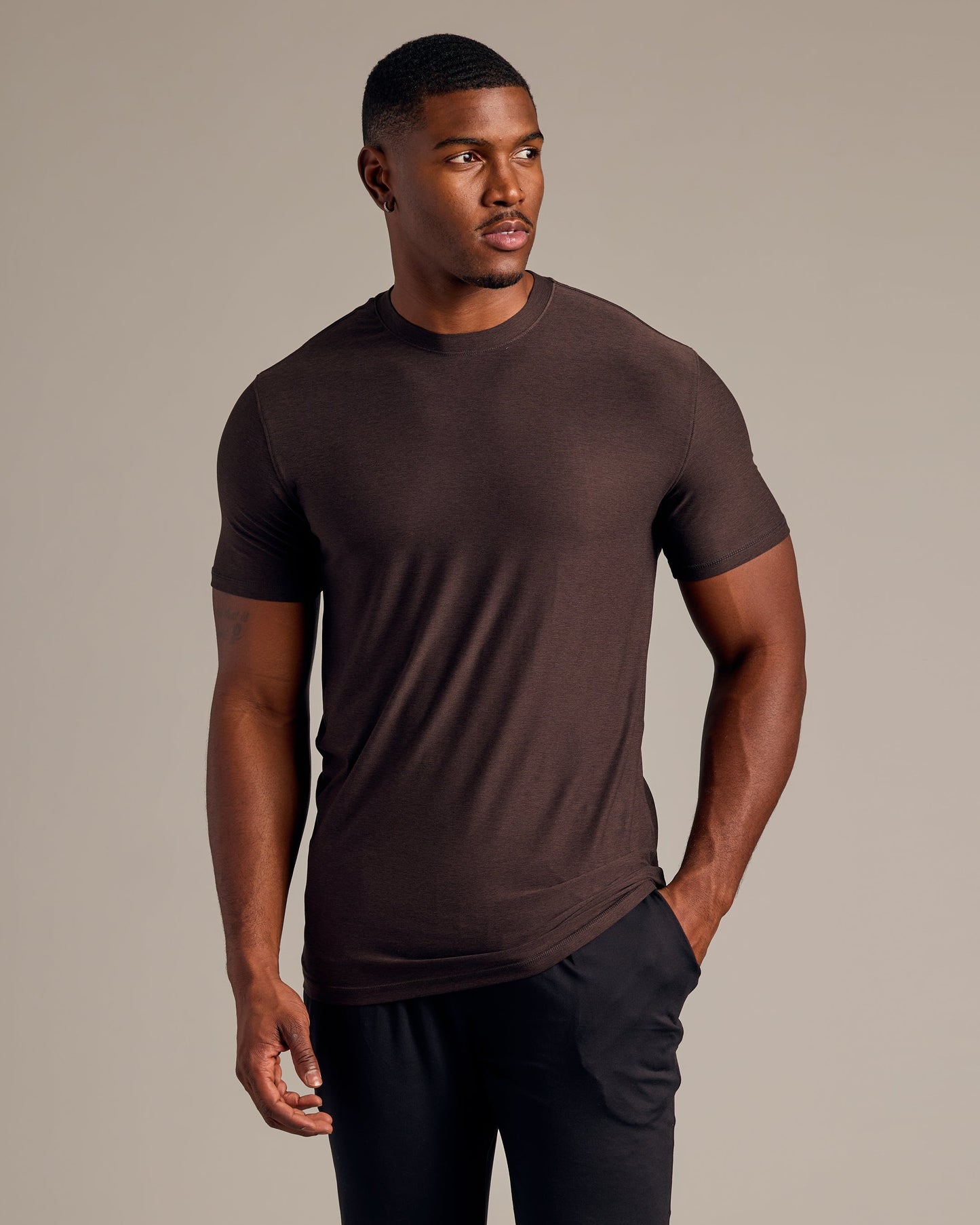 Dark Heather Cocoa Tall Active Crew Neck 2.0