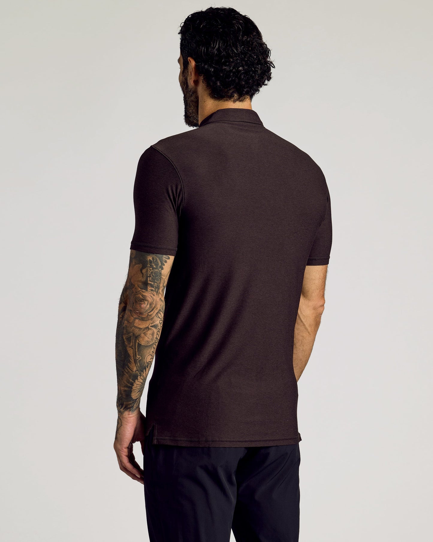 Dark Heather Cocoa Short Sleeve Tall Active Polo