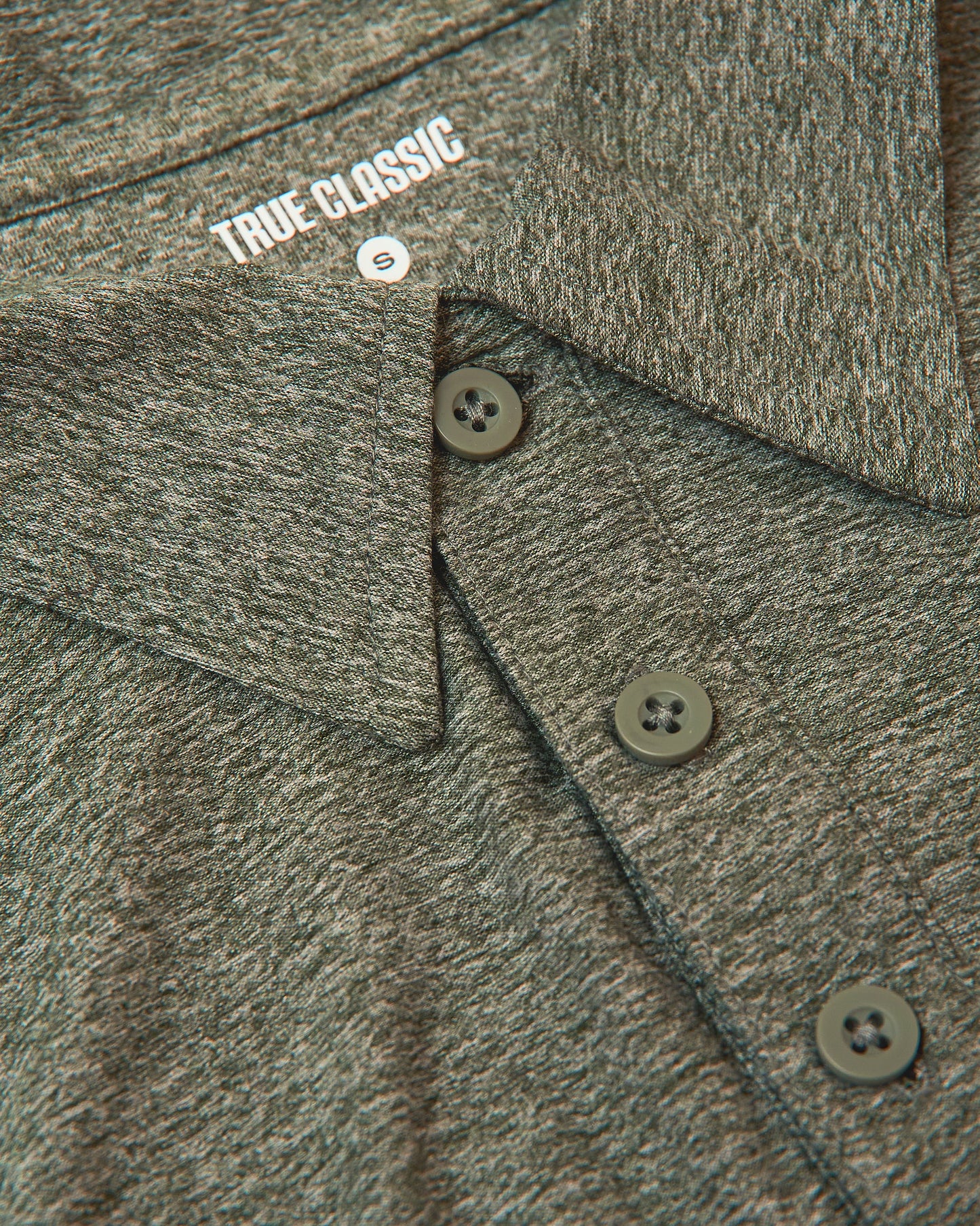 Heather Military Green Short Sleeve Tall Active Polo