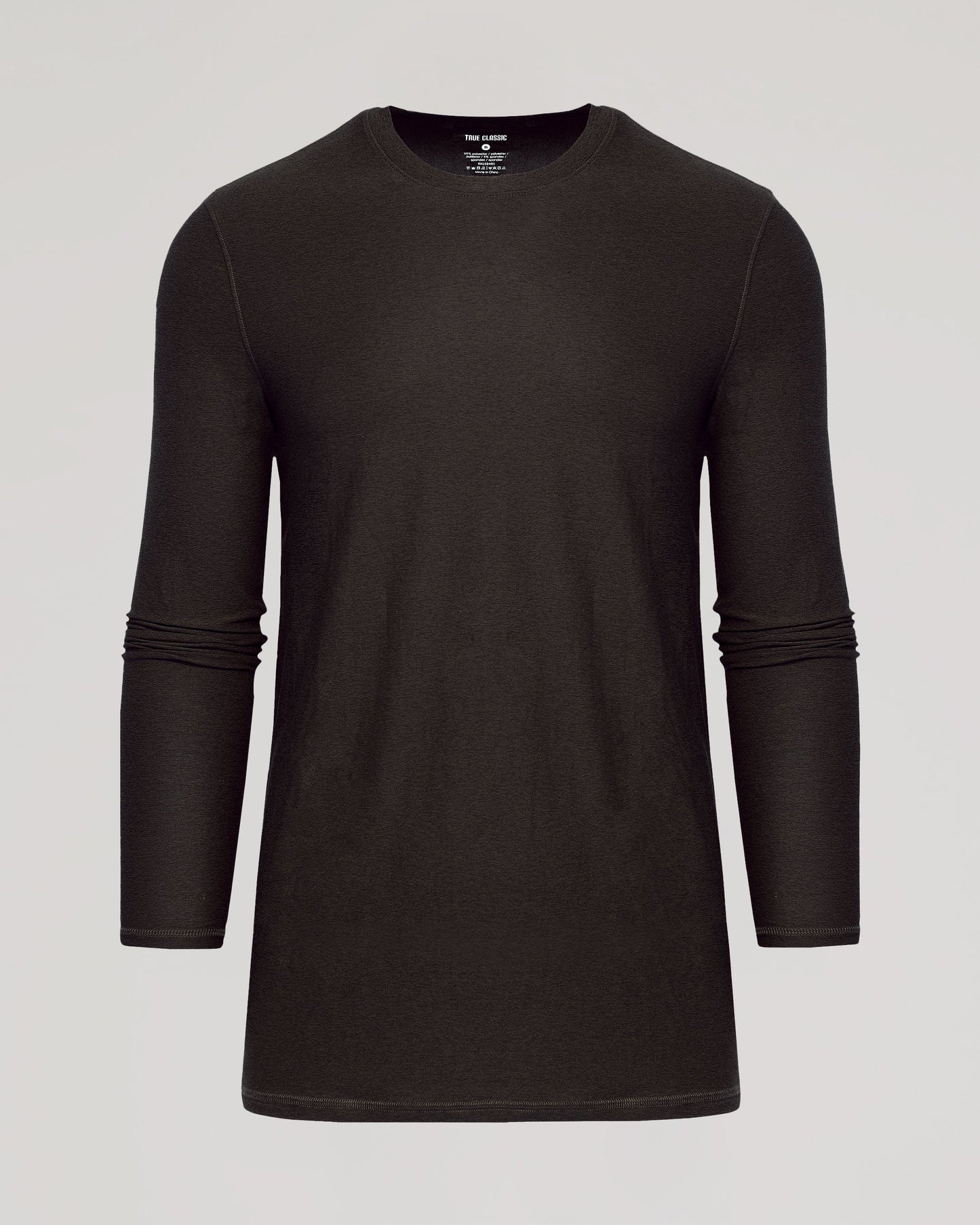 Dark Heather Cocoa Long Sleeve Tall Active Crew