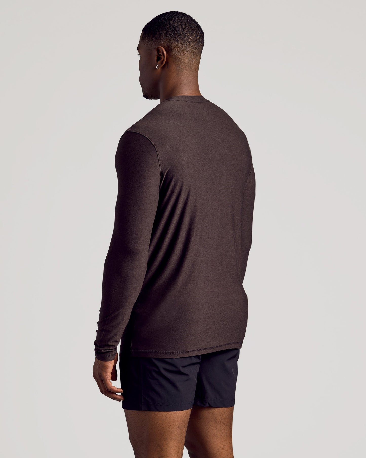 Dark Heather Cocoa Long Sleeve Tall Active Crew