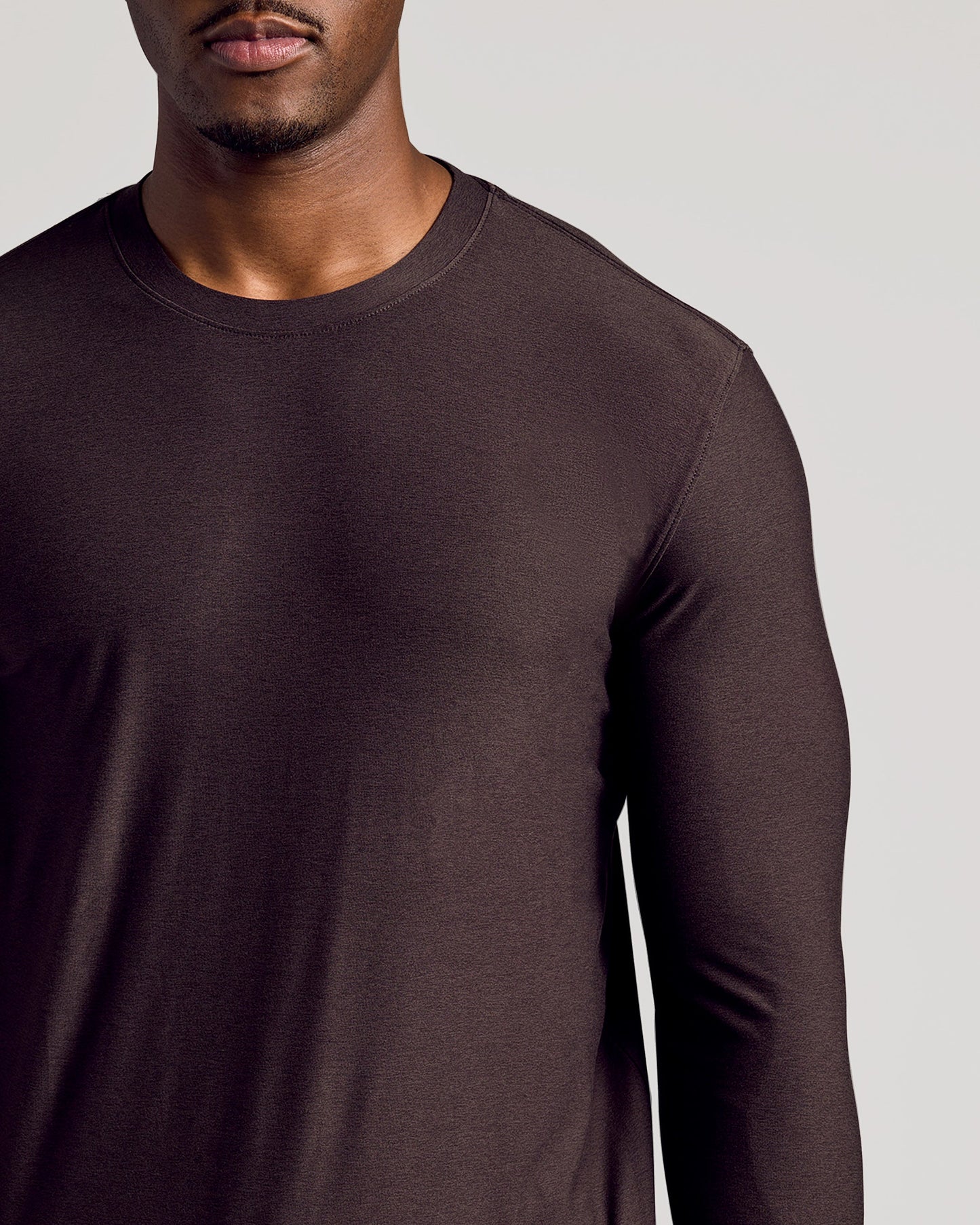 Dark Heather Cocoa Long Sleeve Tall Active Crew