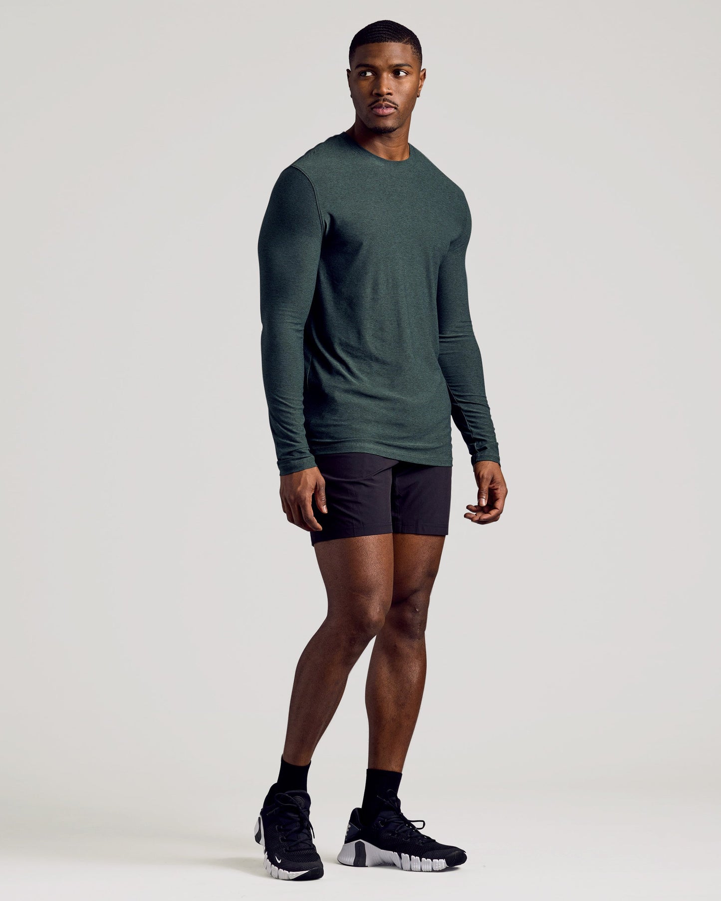 Dark Heather Forest Long Sleeve Tall Active Crew