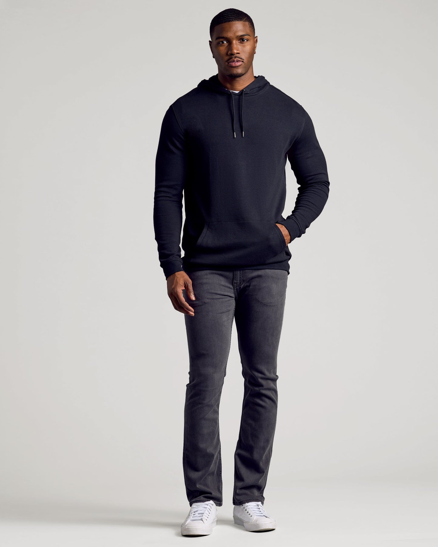 Black Tall Waffle Hoodie