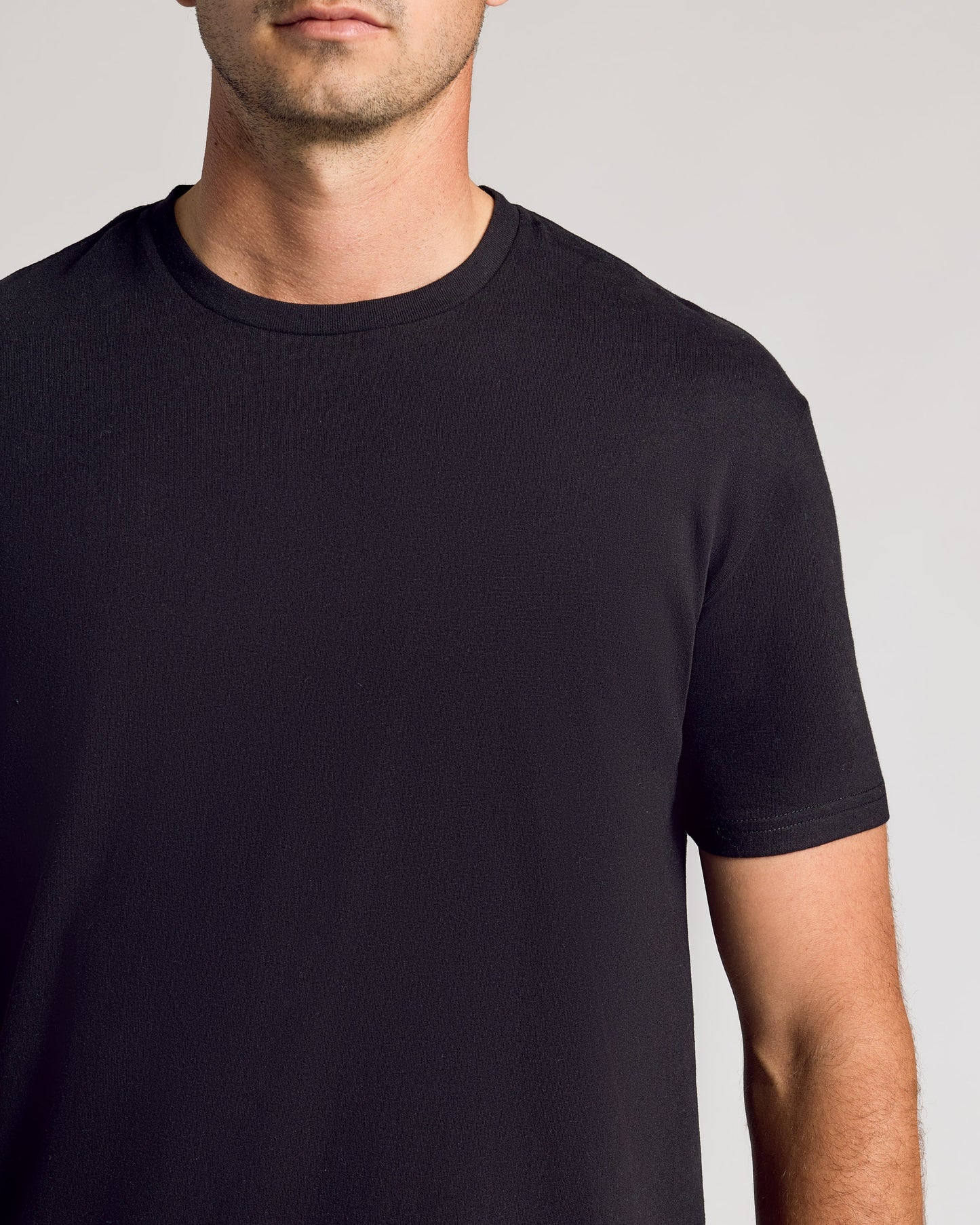 Black Short Sleeve Tall Curved Hem Crew
