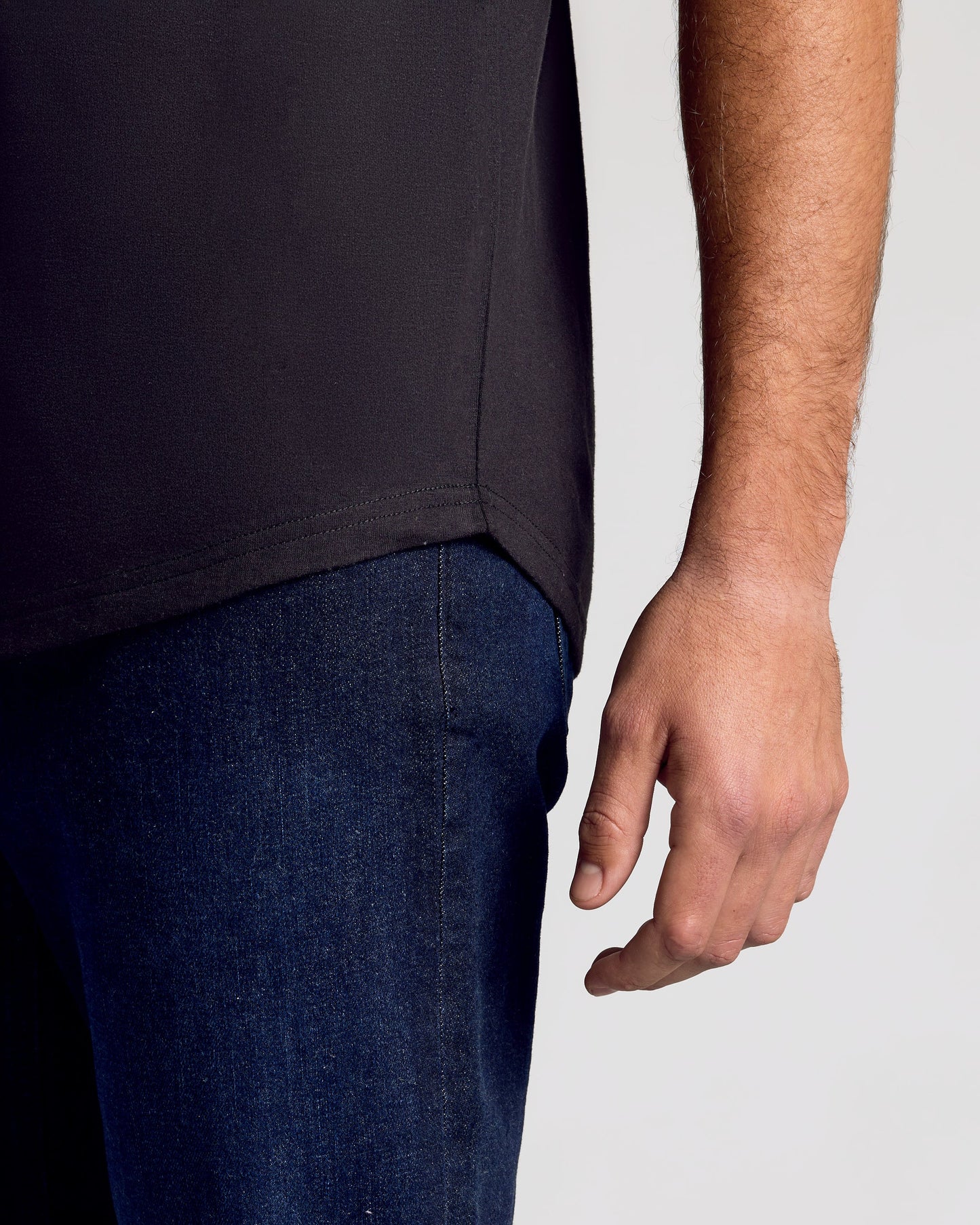 Black Short Sleeve Tall Curved Hem Crew