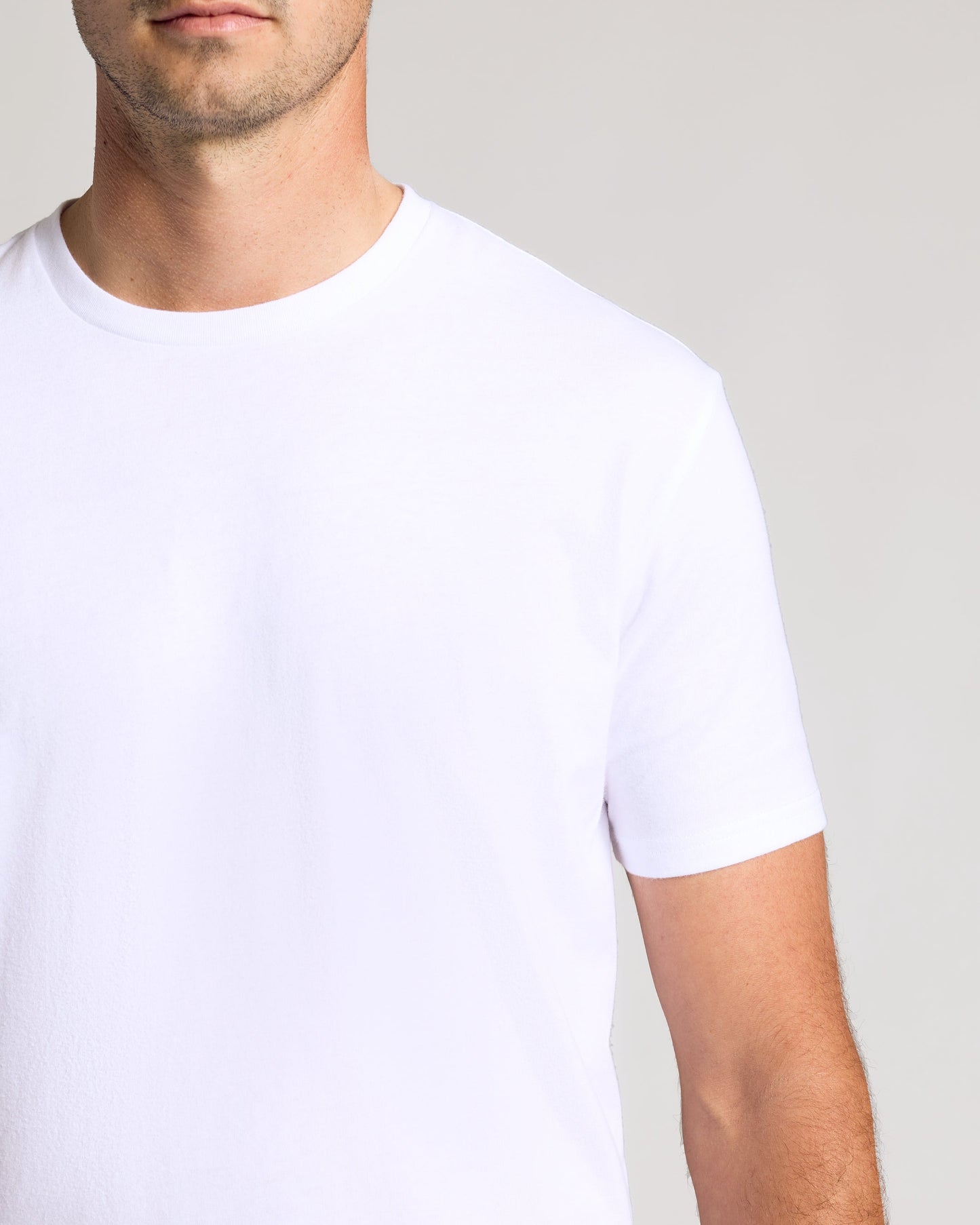 White Short Sleeve Tall Curved Hem Crew