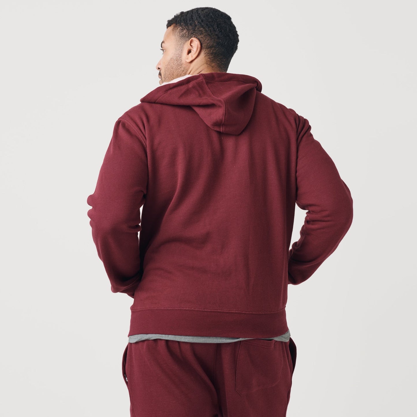 Burgundy Zip Fleece Hoodie