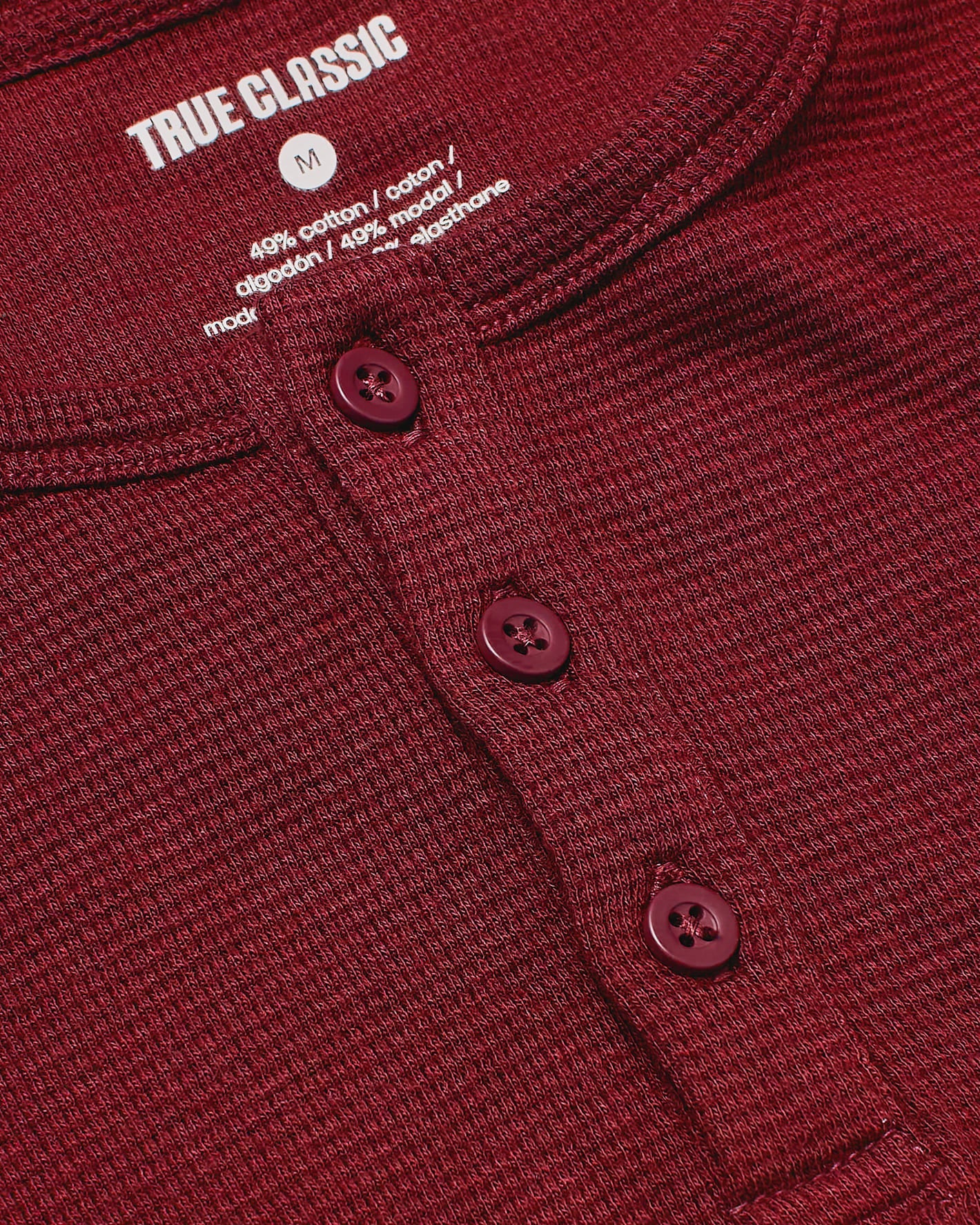 Boys' Dark Maroon Long Sleeve Waffle Henley