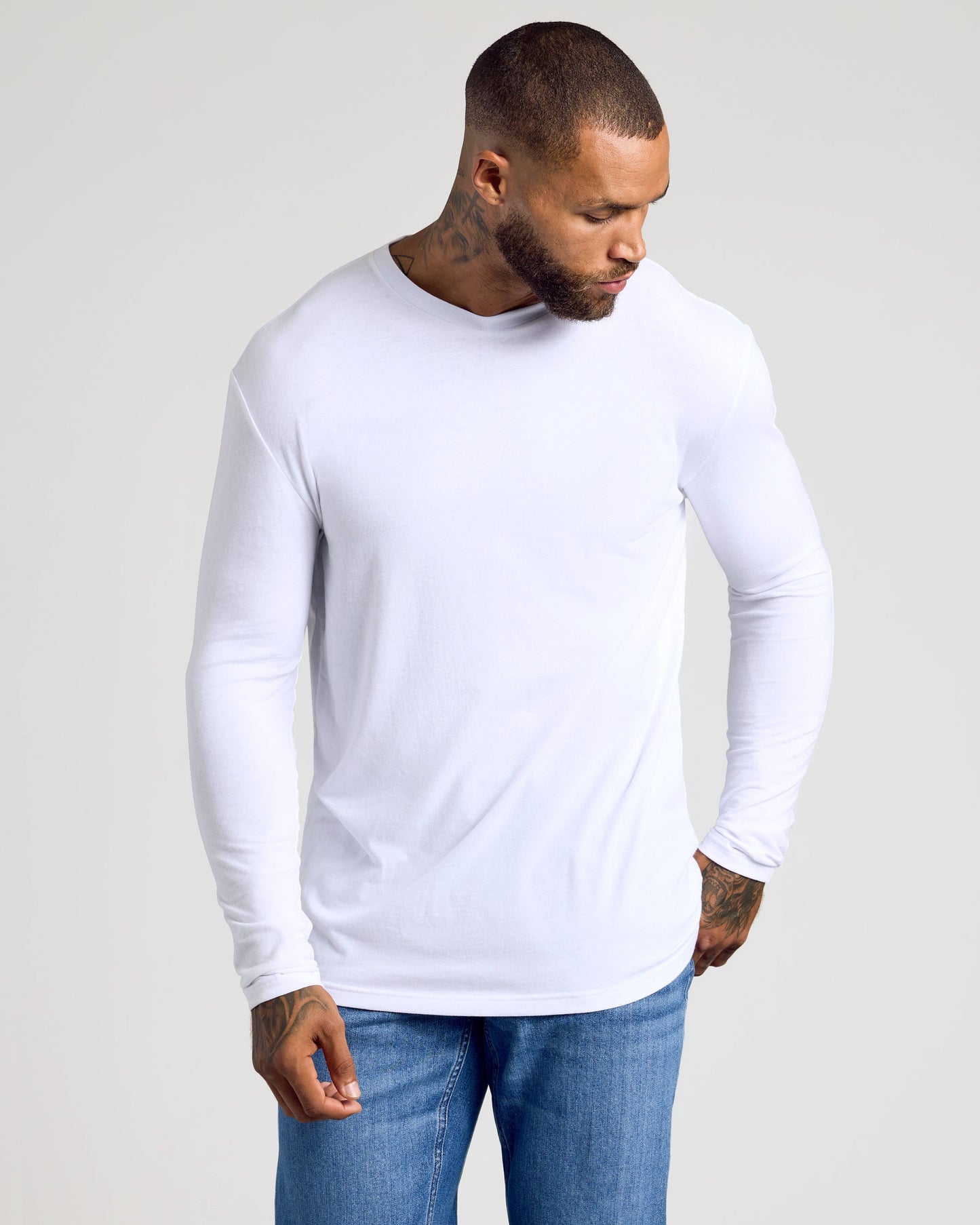 White Classic Long Sleeve Crew Neck