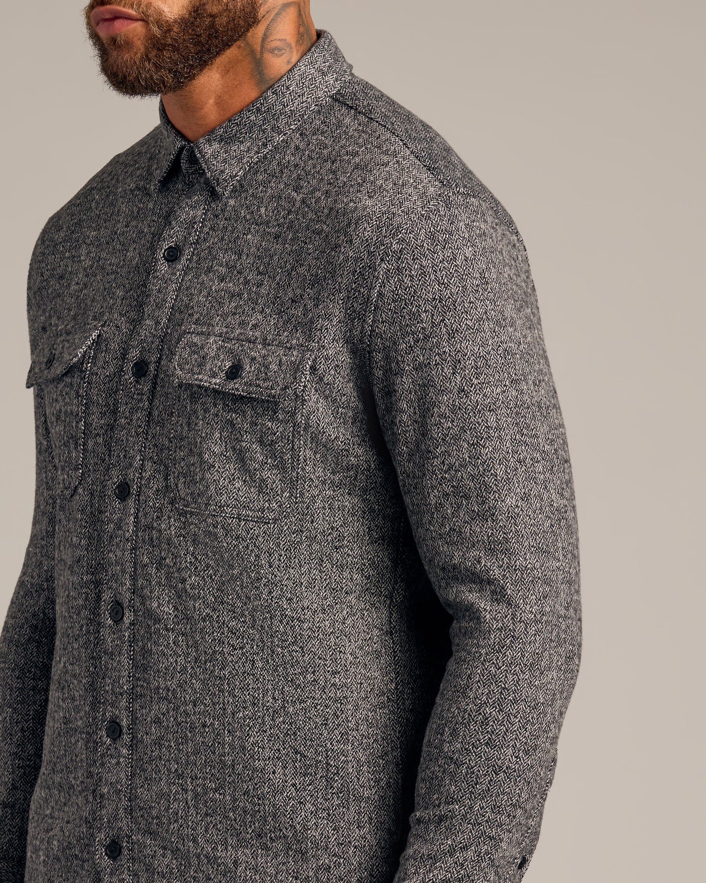Heather Black Shirt Jacket