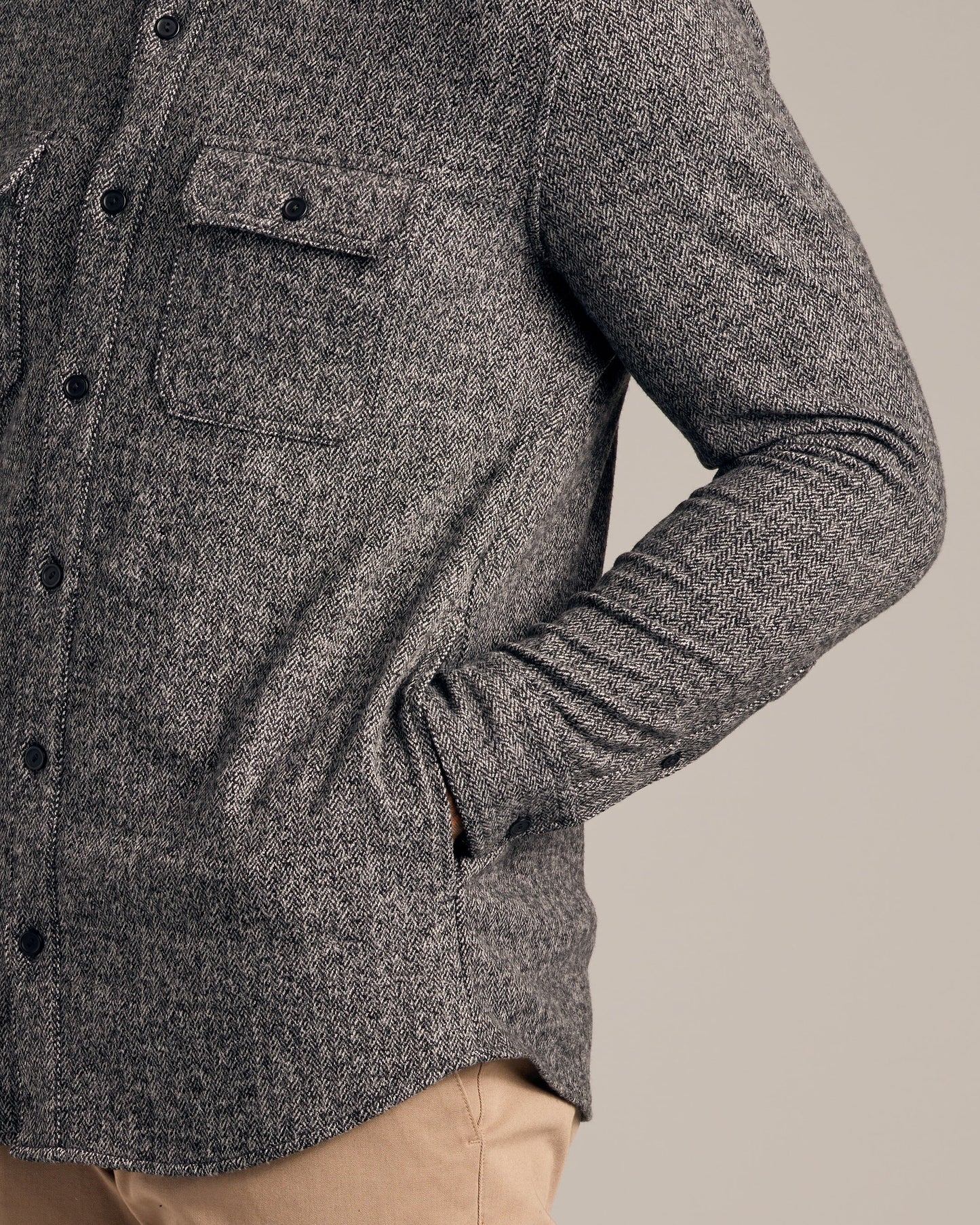 Heather Black Shirt Jacket