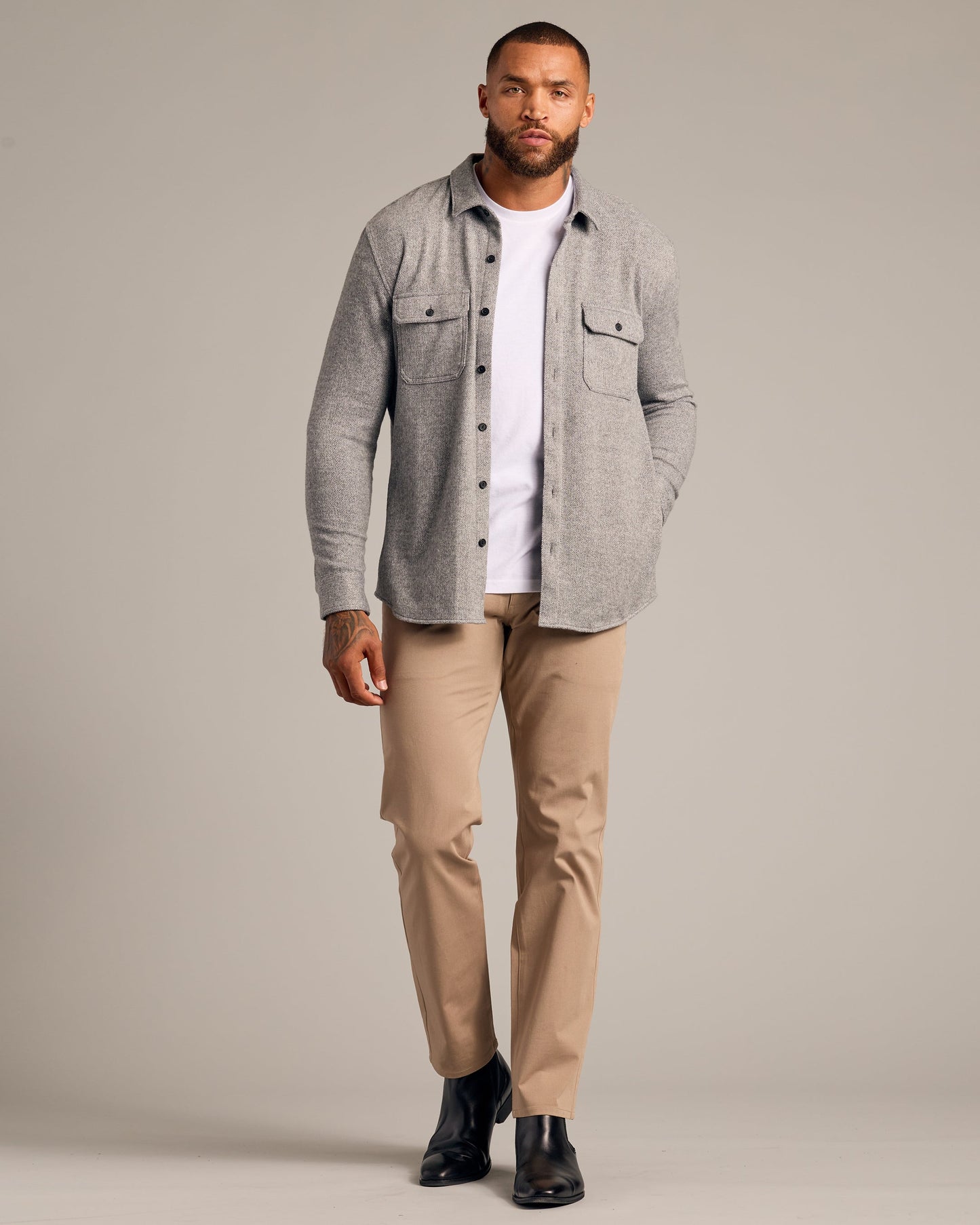 Light Heather Gray Shirt Jacket