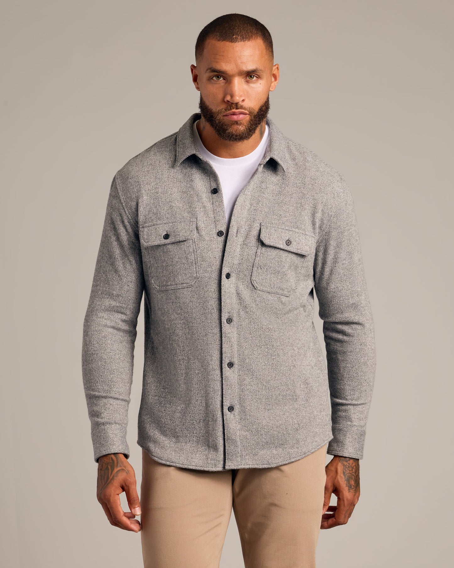 Light Heather Gray Shirt Jacket
