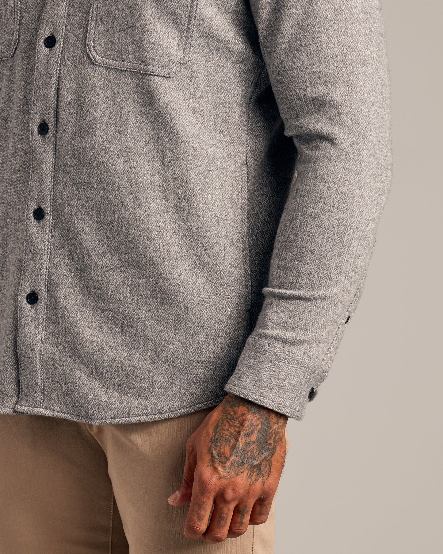 Light Heather Gray Shirt Jacket