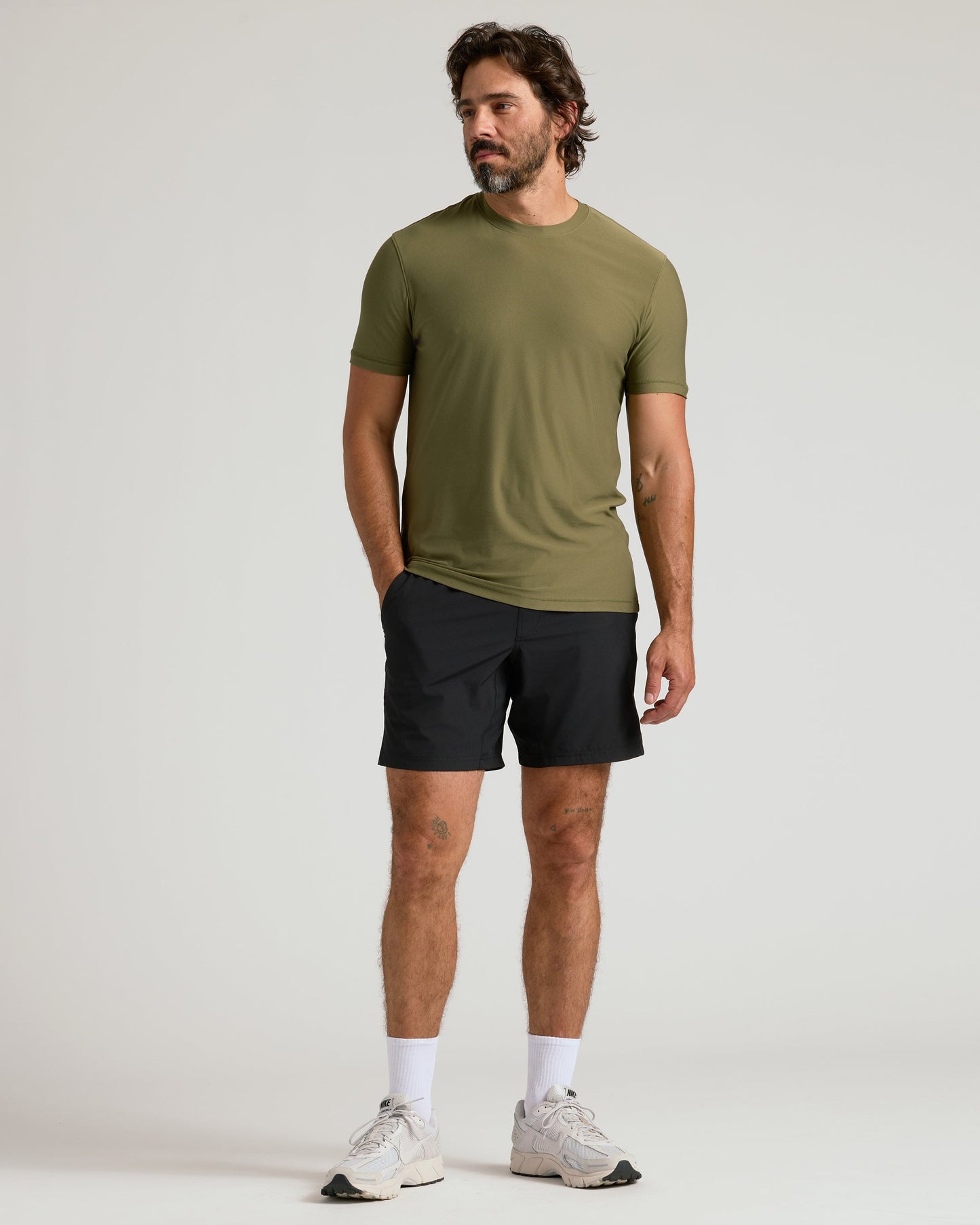 Military Green Active Crew Neck Tee