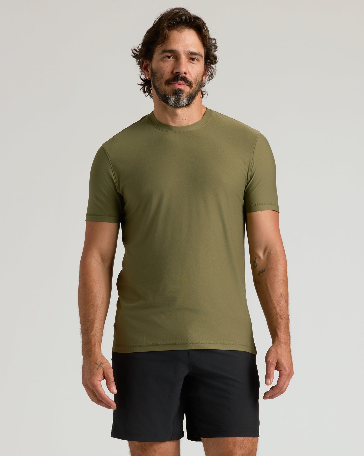 Military Green Active Crew Neck Tee