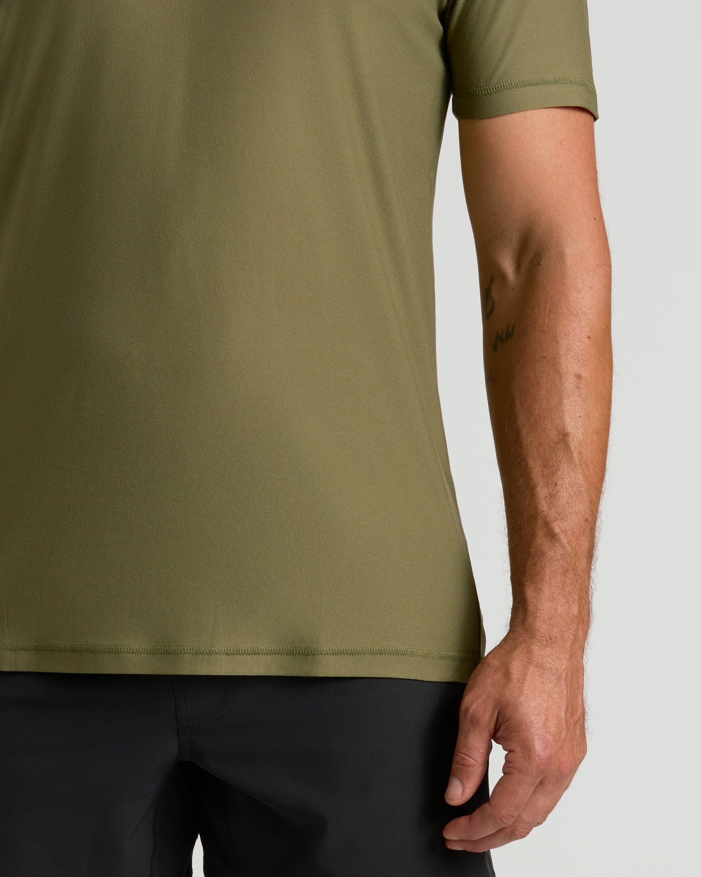 Military Green Active Crew Neck Tee